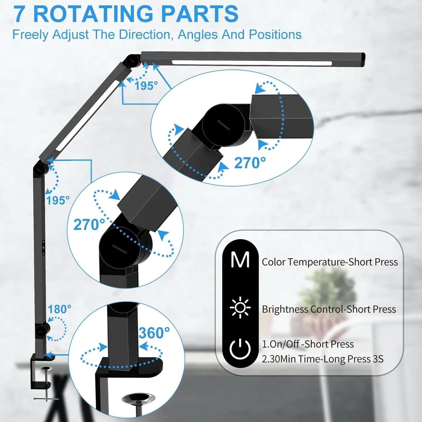 LED Desk Lamp With Clamp And Swing Arm 4 CCT Modes from PriceLows™