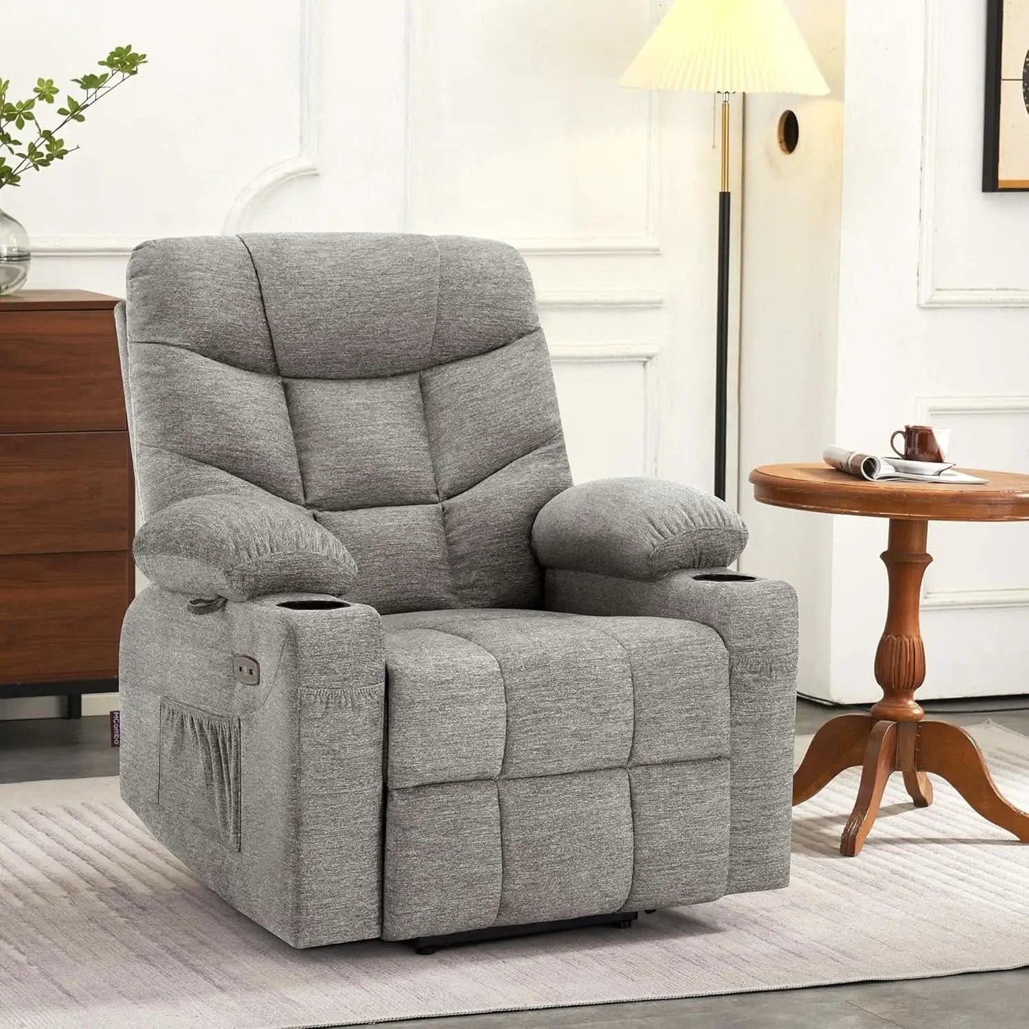 Power Lift Recliner Chair With Extended Footrest Light Grey from PriceLows™