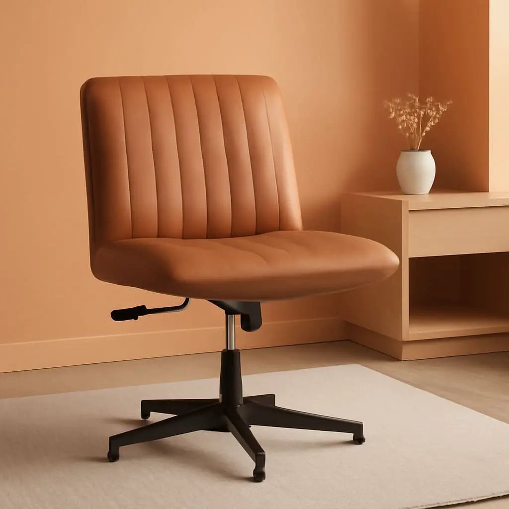 Criss Cross Armless Office Chair Height Adjustable Brown from PriceLows™