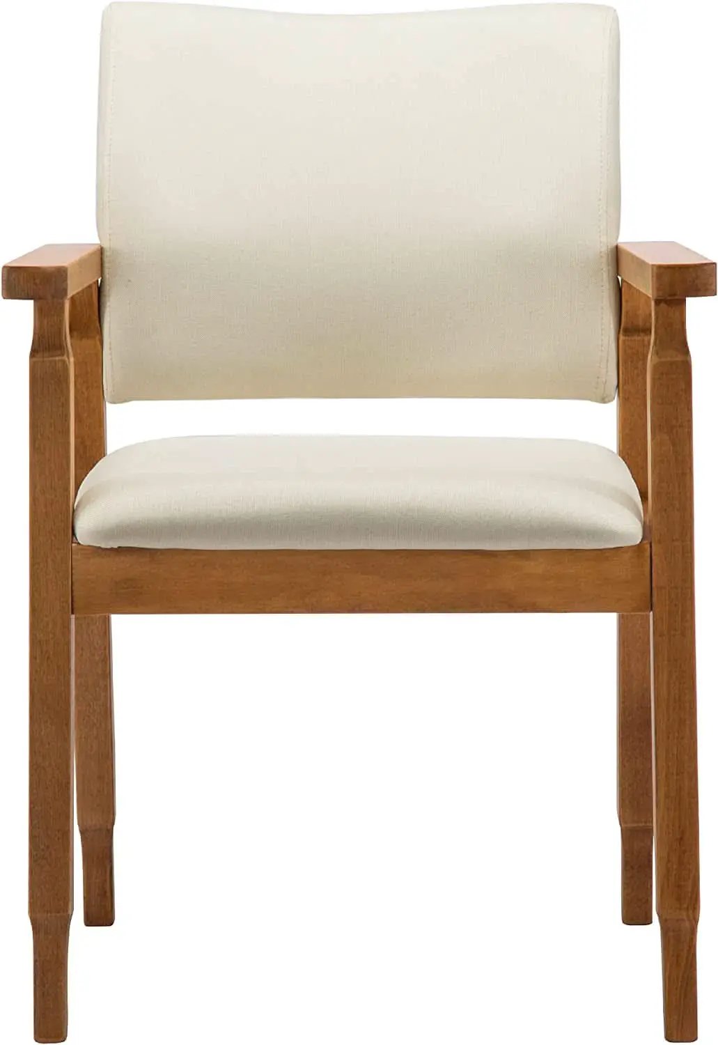 Mid Century Modern Walnut Dining Chairs With Beige Fabric from PriceLows™