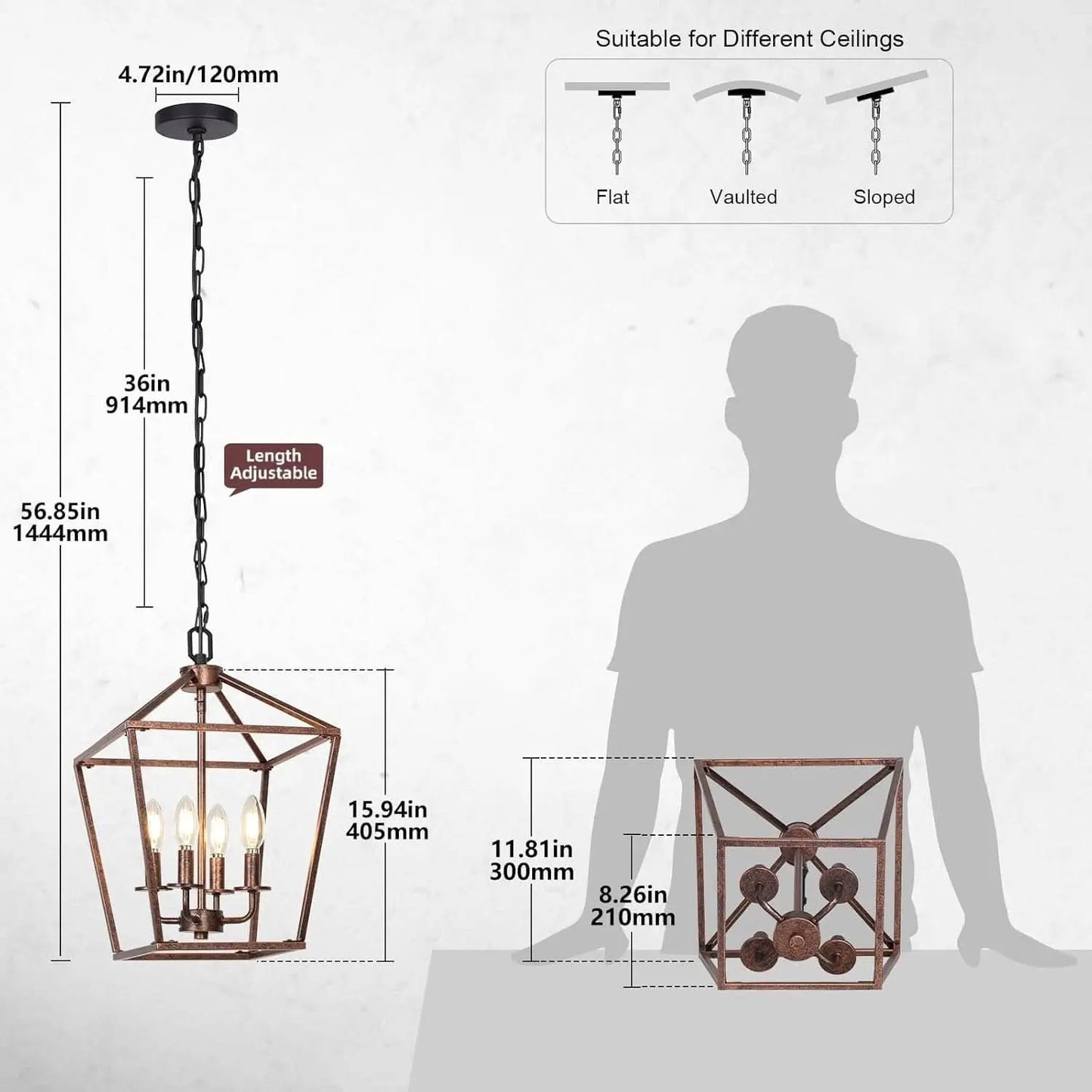 Antique Bronze 4-Light Chandelier Pendant Light Dining from PriceLows™