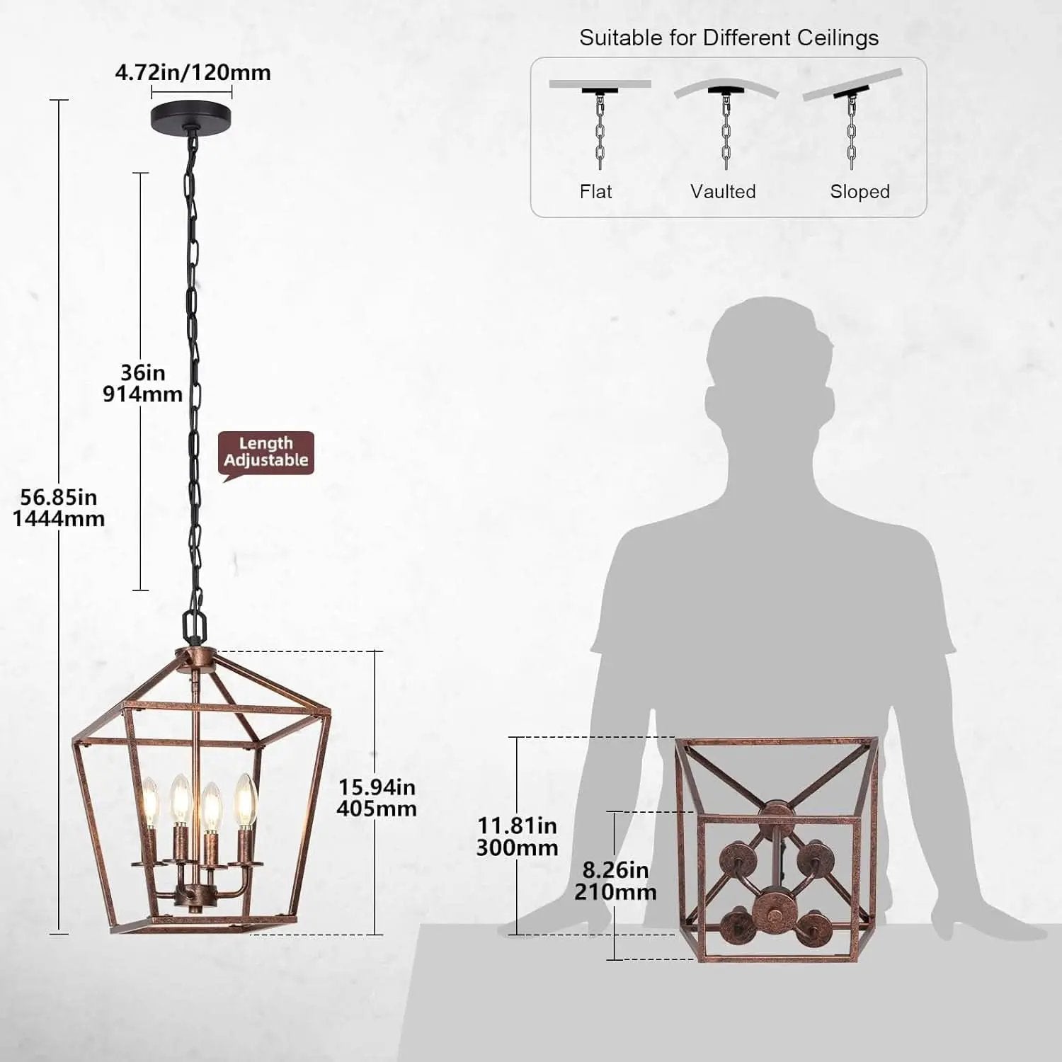 Antique Bronze 4-Light Chandelier Pendant Light Dining from PriceLows™