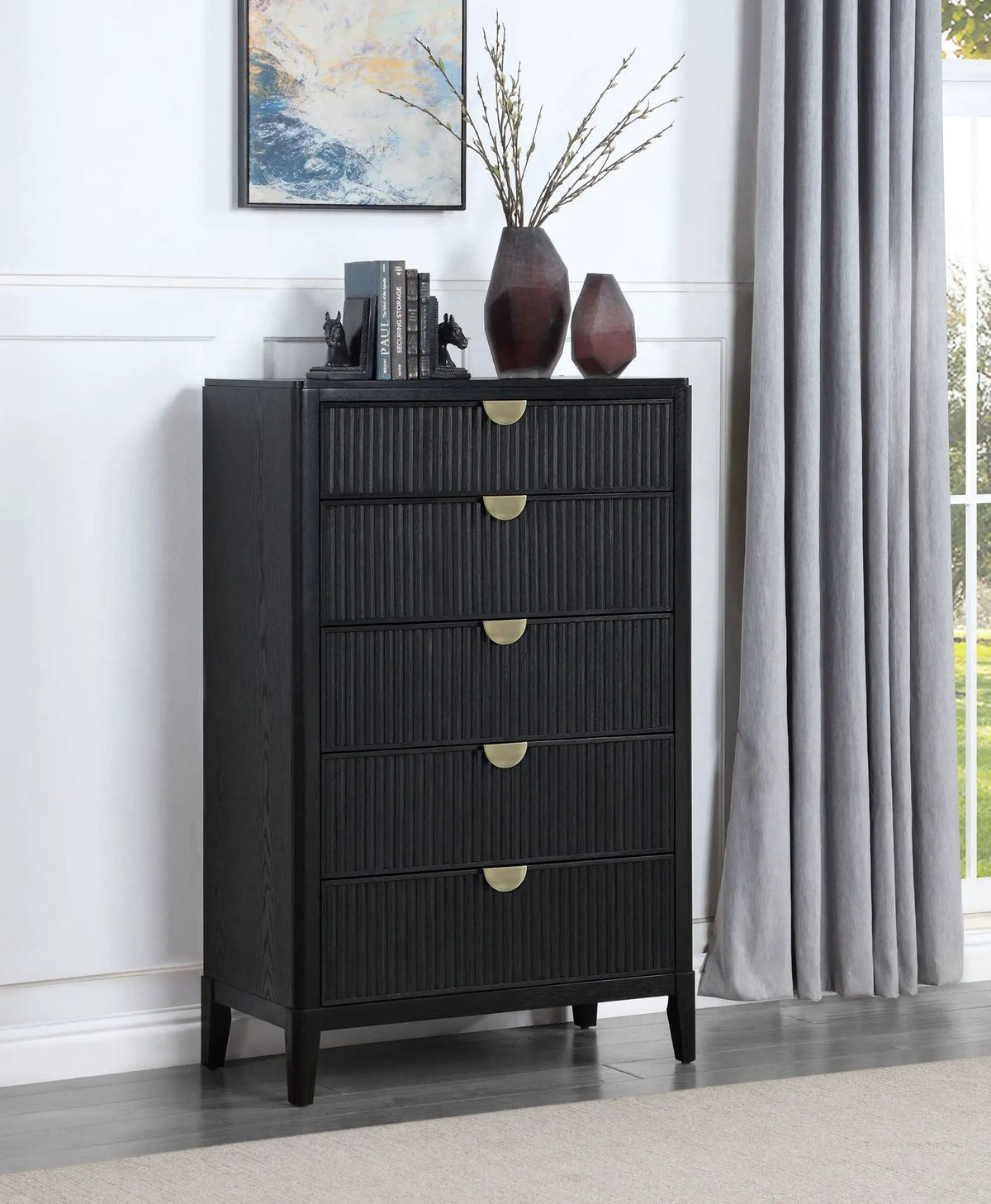 Brookmead 5-drawer Bedroom Chest | 36.5 x 18 x 56.5 in | 5-Drawer | Black