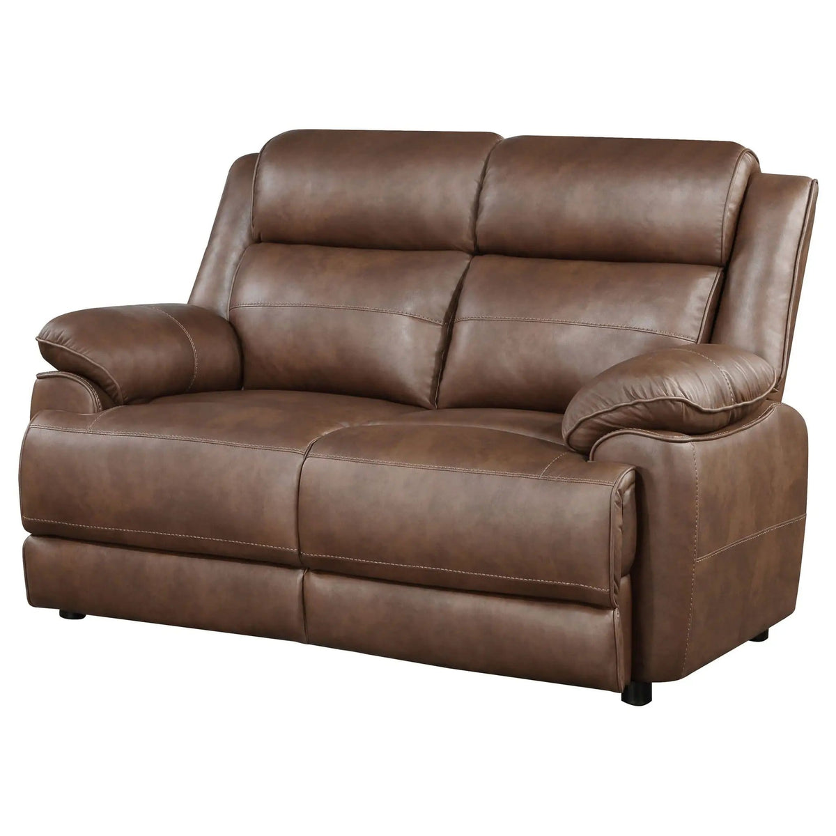 Ellington Upholstered Padded Arm Loveseat | 63 x 39 x 40.5 in | Faux Leather | Dark Brown