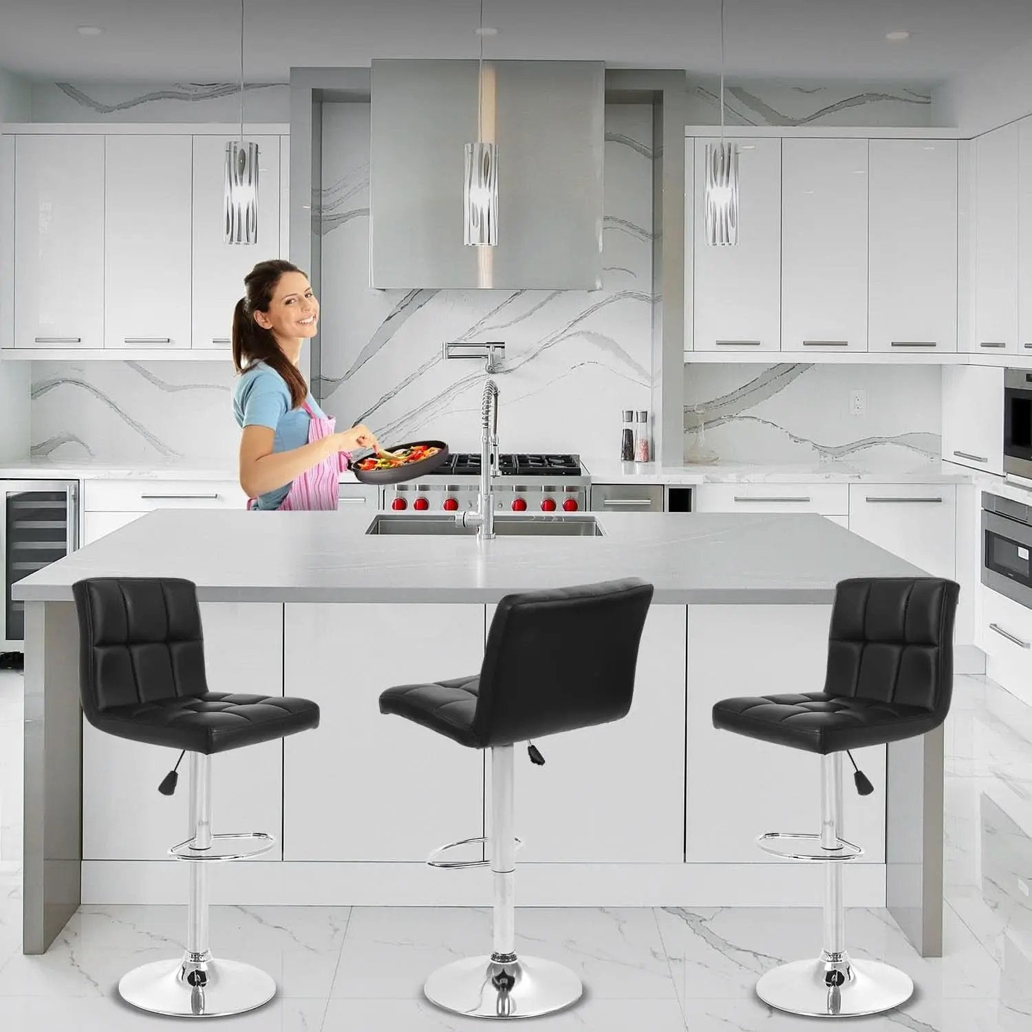 Counter Height Black Bar Stools Set Of 2 For Kitchen from PriceLows™