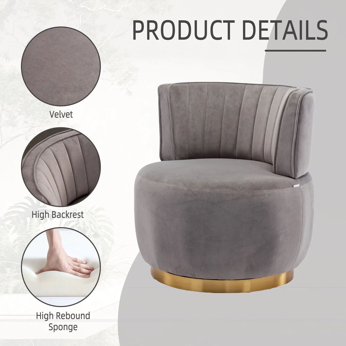 360 Degree Swivel Barrel Chair | Cuddle Accent Sofa Chair | Super Soft Fabric | Wrap-Around Barrel Back