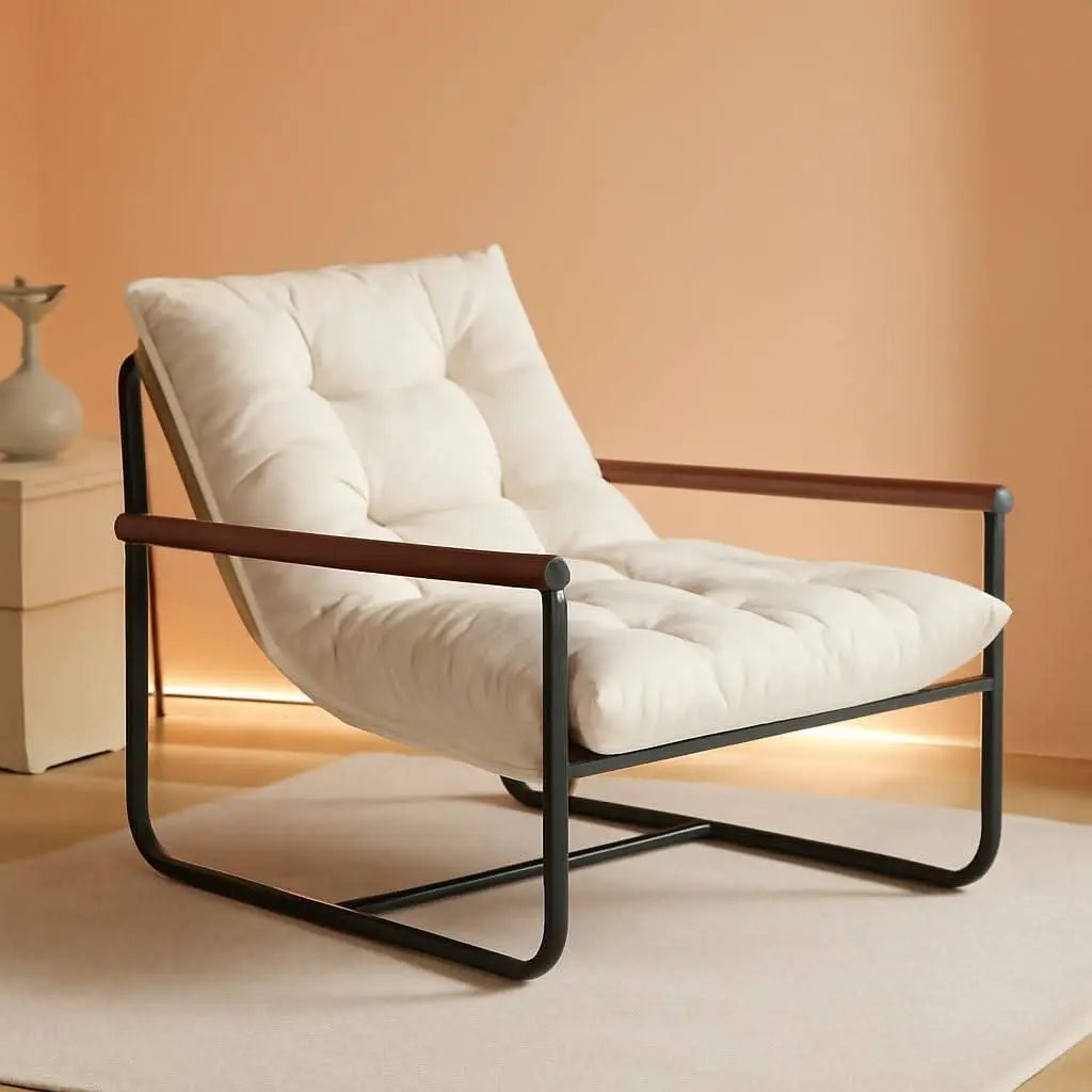 Beige Upholstered Contemporary Accent Chair With Armrests from PriceLows™
