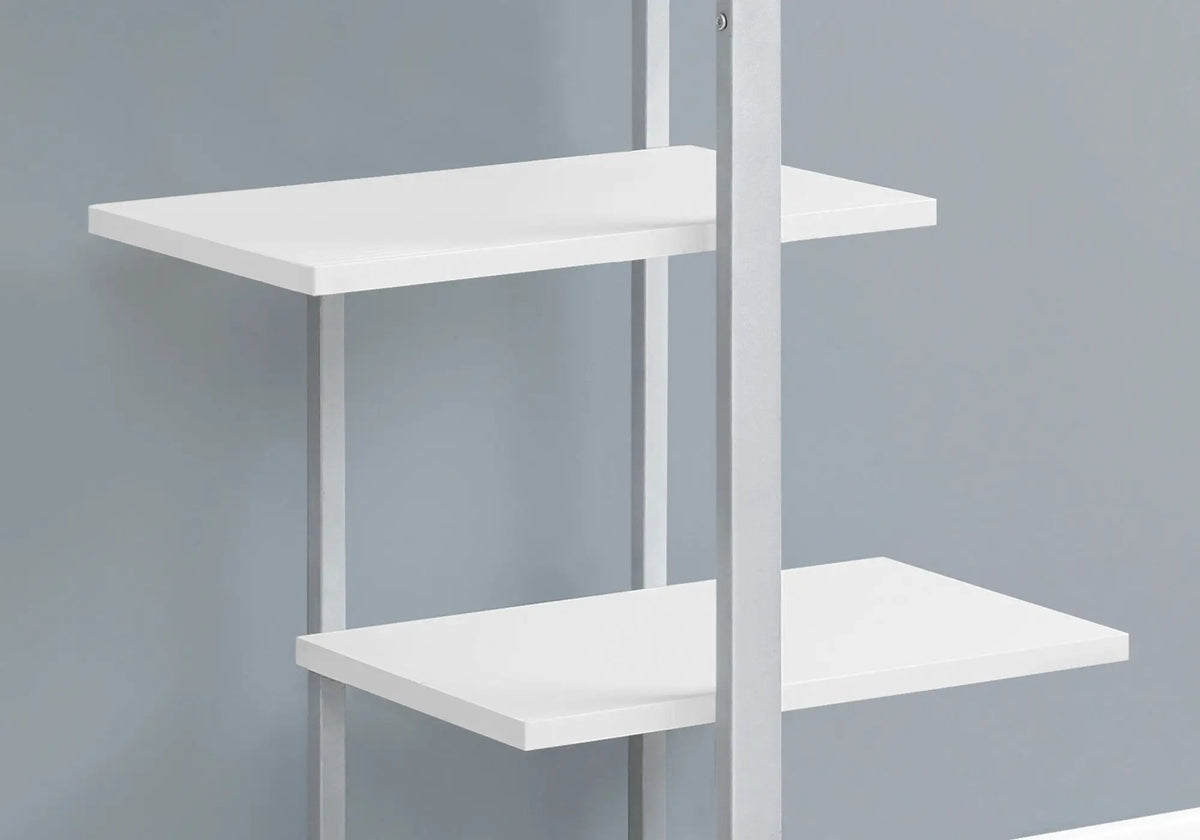5 Tier Etagere Bookcase | Asymmetrical Zig-Zag Design | Solid Metal Base | Modern Industrial