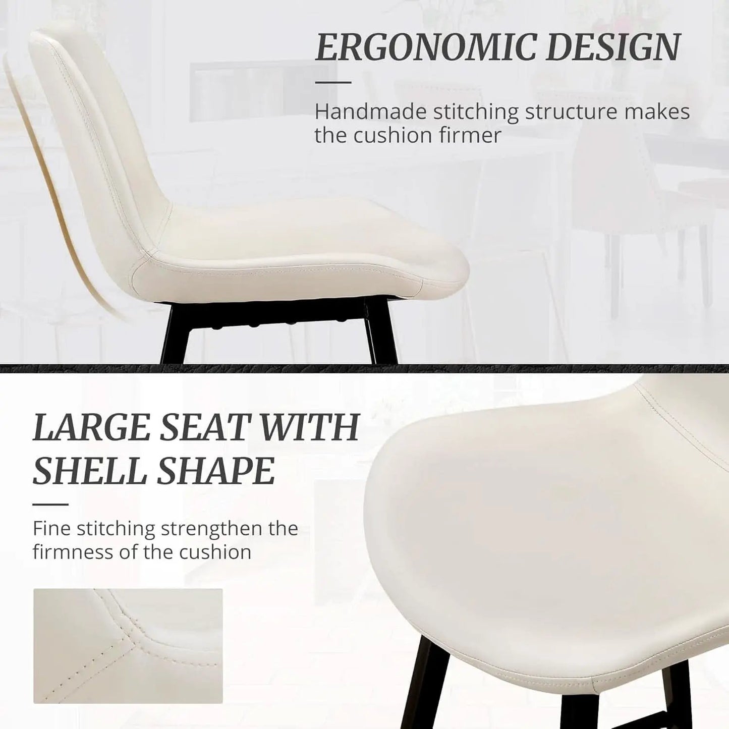 24 Inch Faux Leather Bar Stool Set of 3 With Back and Footrest, Antique White for Kitchen Island from PriceLows™