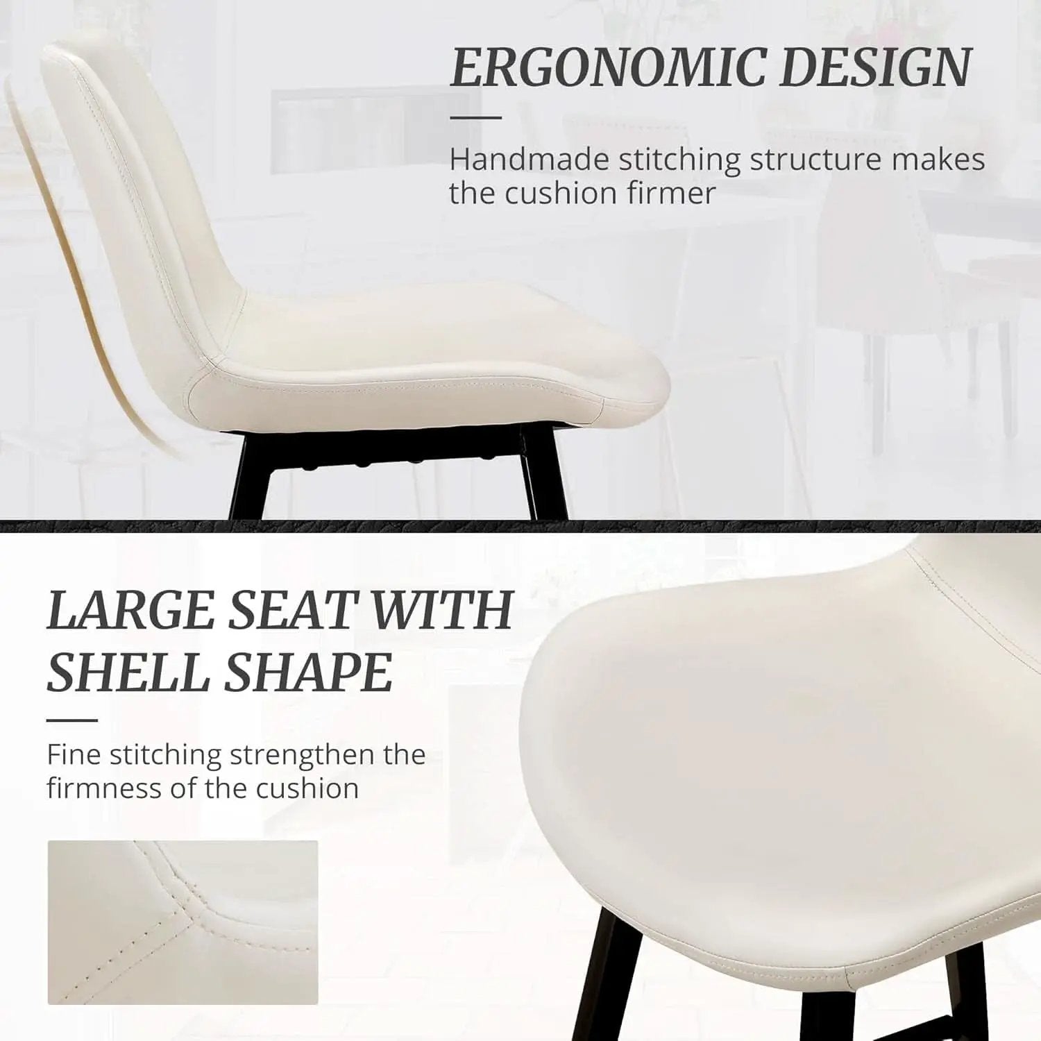 24 Inch Faux Leather Bar Stool Set of 3 With Back and Footrest, Antique White for Kitchen Island from PriceLows™