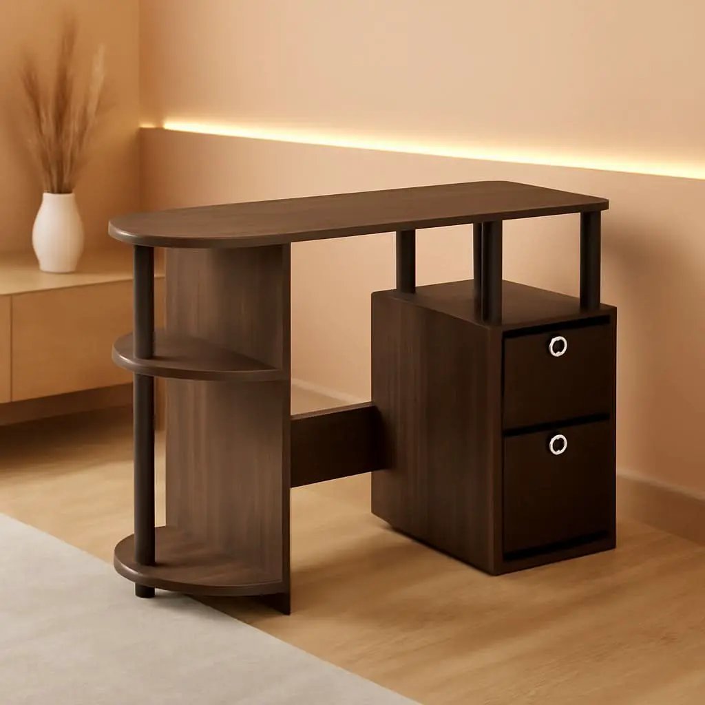Columbia Walnut Space Saving Computer Desk With CPU Shelf from PriceLows™
