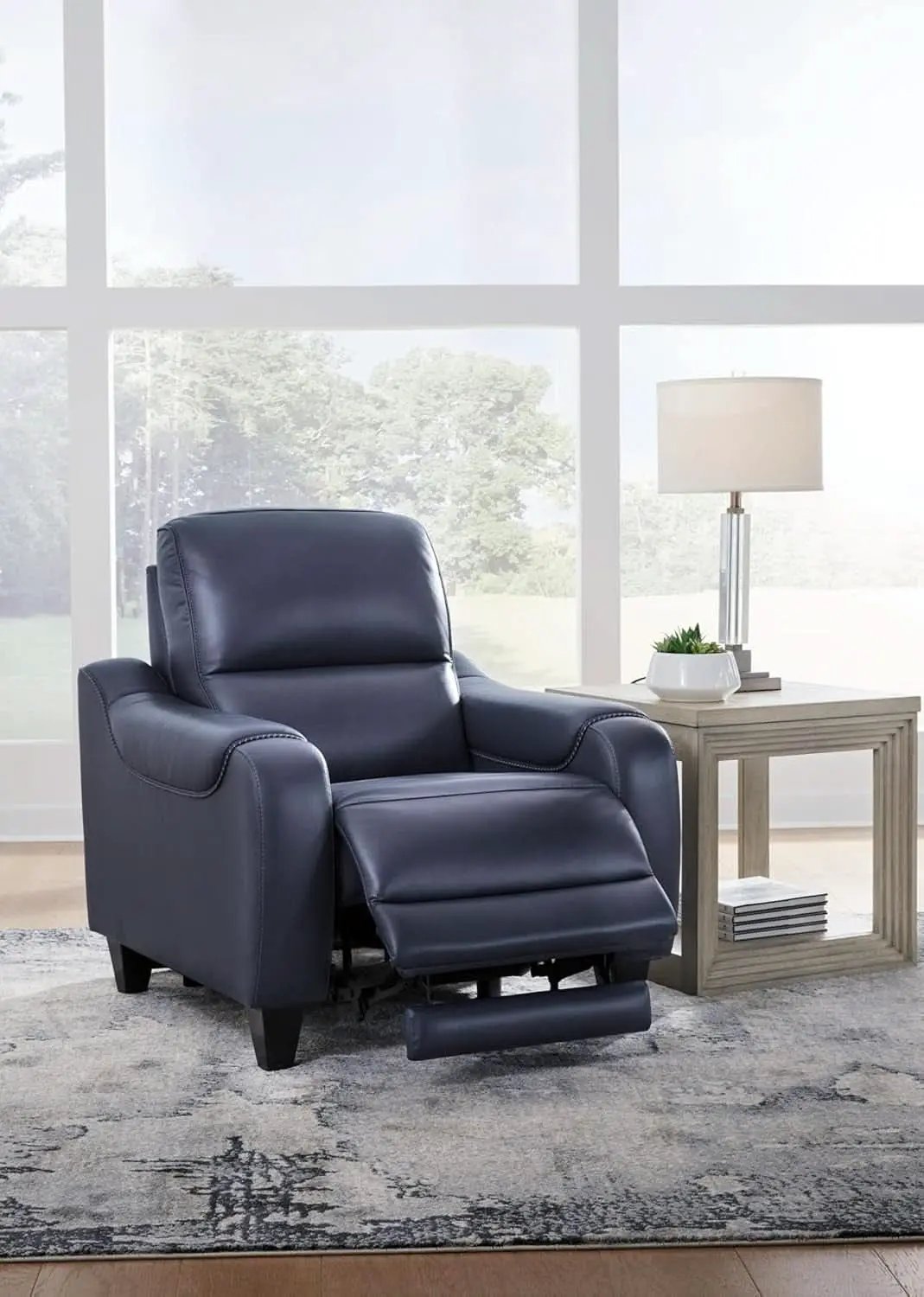 Blue Leather Wall Hugger Power Recliner With Usb Ports from PriceLows™