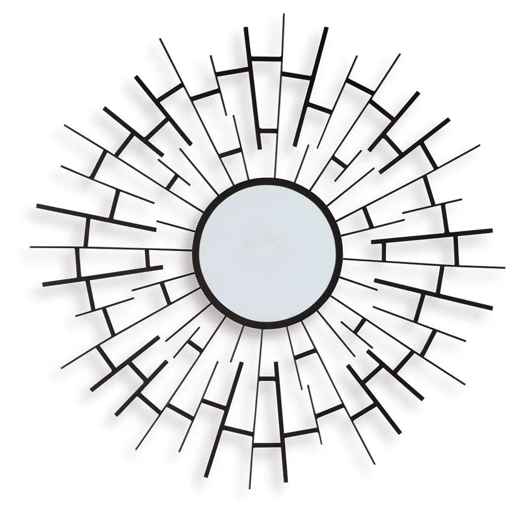 Garrenworth Accent Mirror | Black Metal Frame | 32.13 Inch Square | Wall Mounted