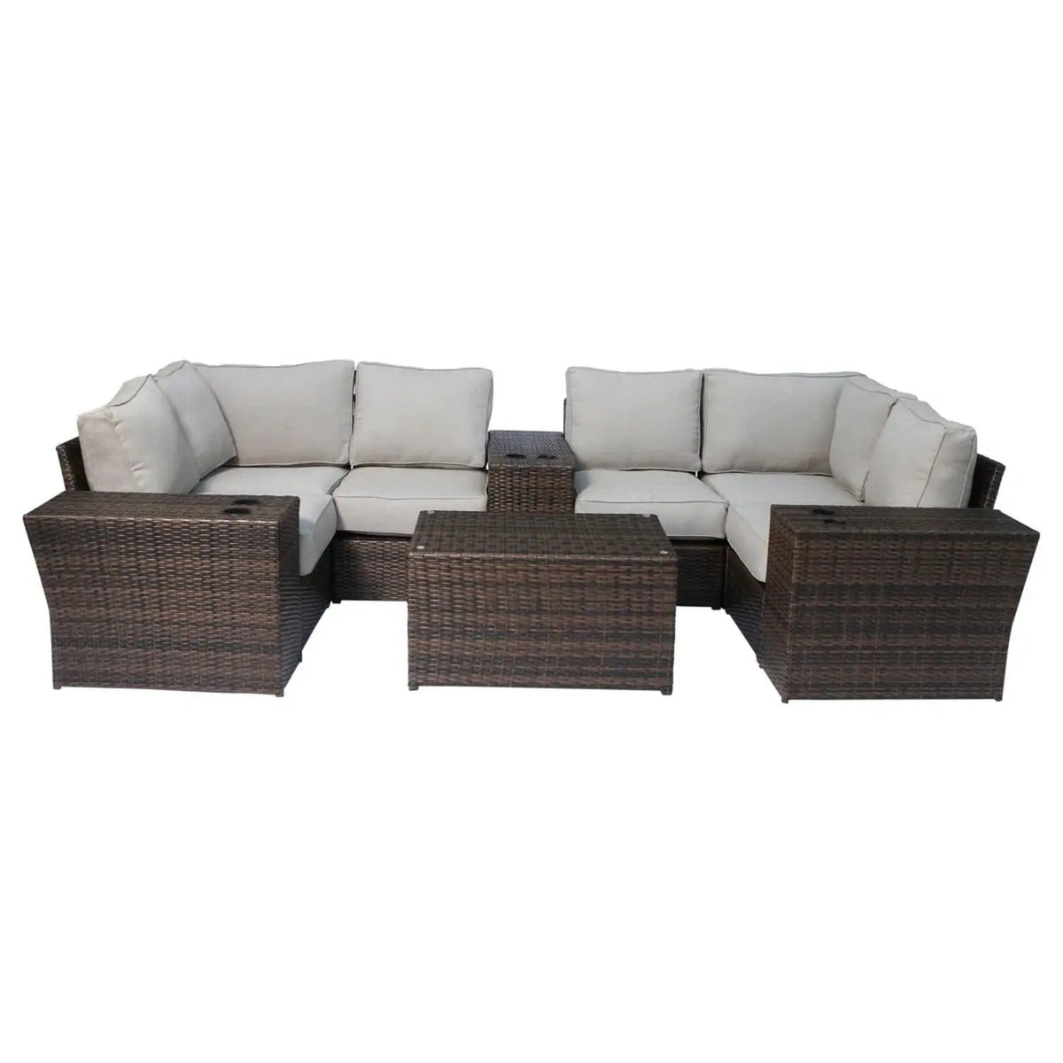 Wicker Outdoor Sectional With Weather Resistant Cushions And Table 2 Piece Outdoor | 2 Piece Outdoor Set | Wicker & Aluminum | Living Room