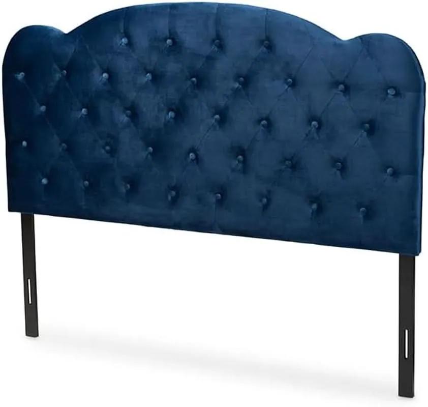Navy Blue Velvet Upholstered Queen Size Headboard Modern Design from PriceLows™