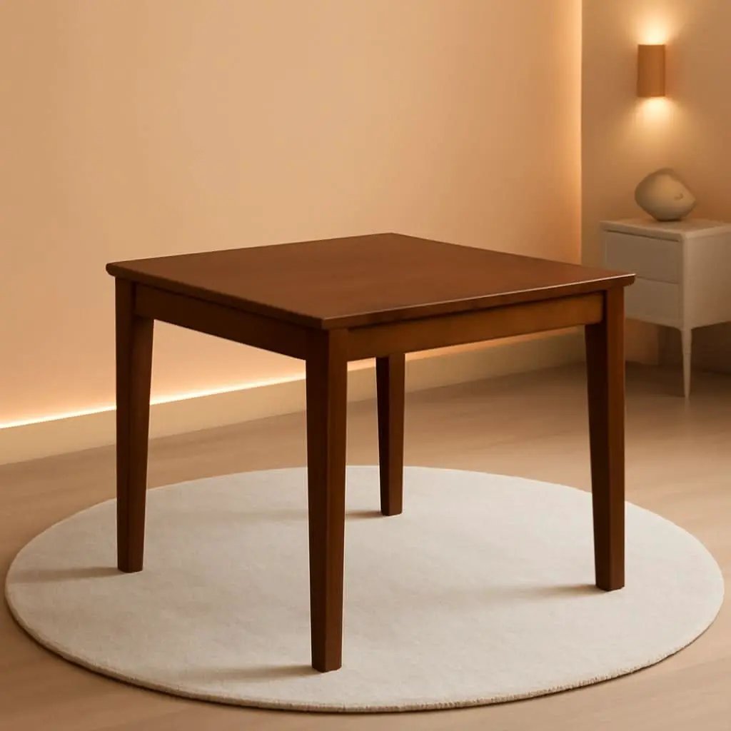 Walnut Wood Square Dining Table 36 Inches Modern Antique from PriceLows™