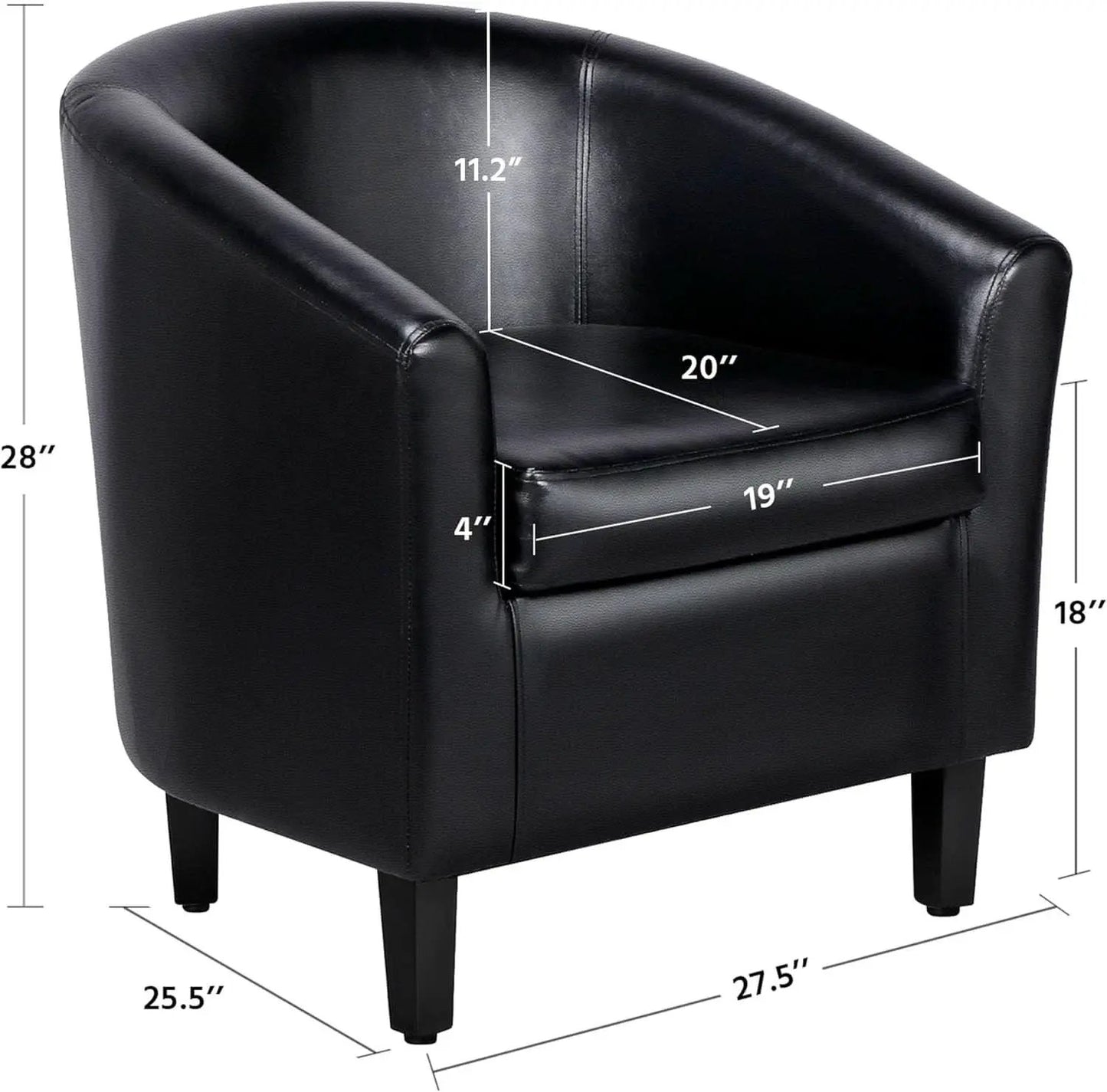 Black Synthetic Leather Barrel Armchairs With Cushions from PriceLows™