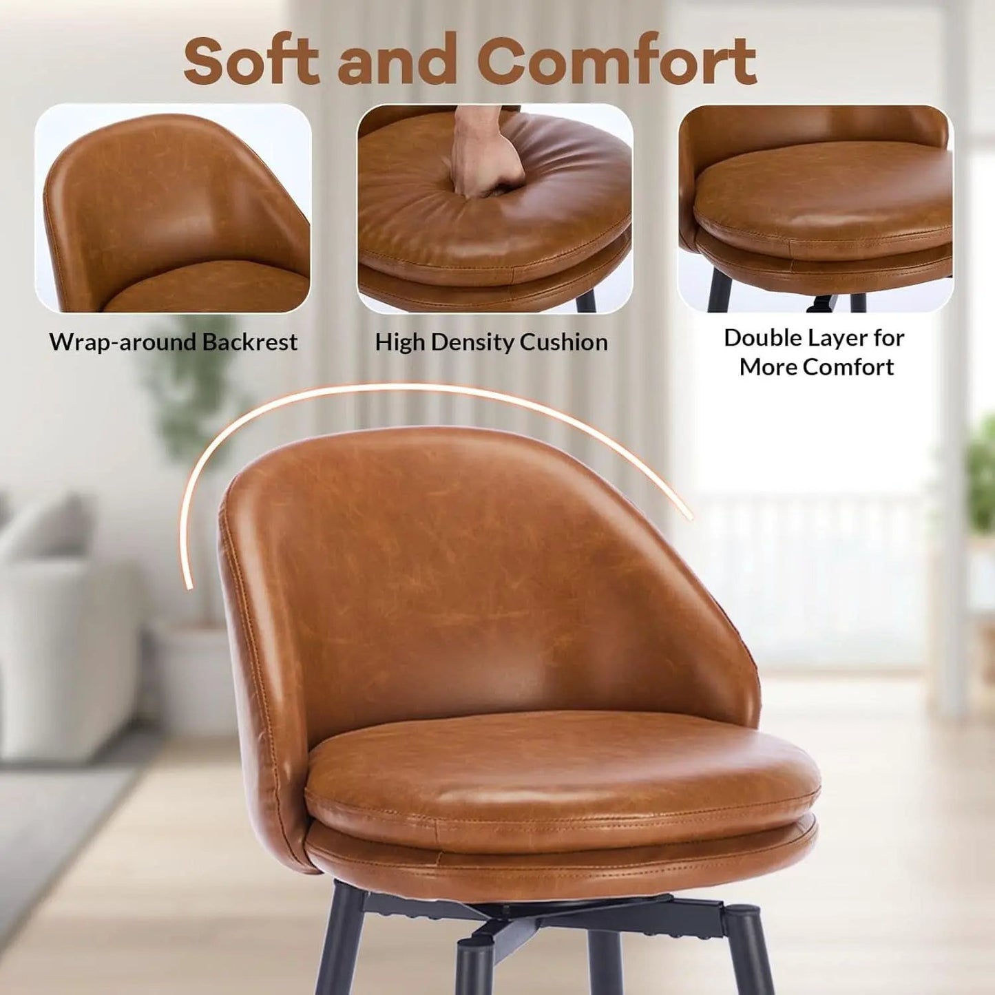 Modern Swivel Bar Stools Set of Two for Kitchen from PriceLows™