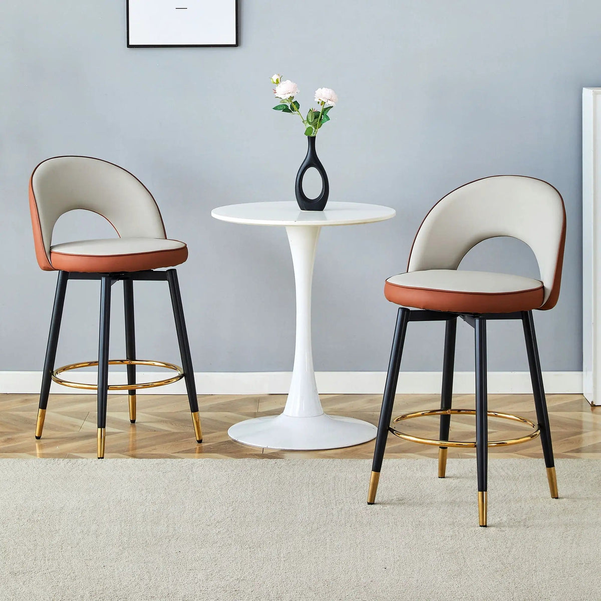 Upholstered Rotatable Bar Chair With Metal Legs For Dining Room Stool Set | Stool Set | Metal | Dining Room