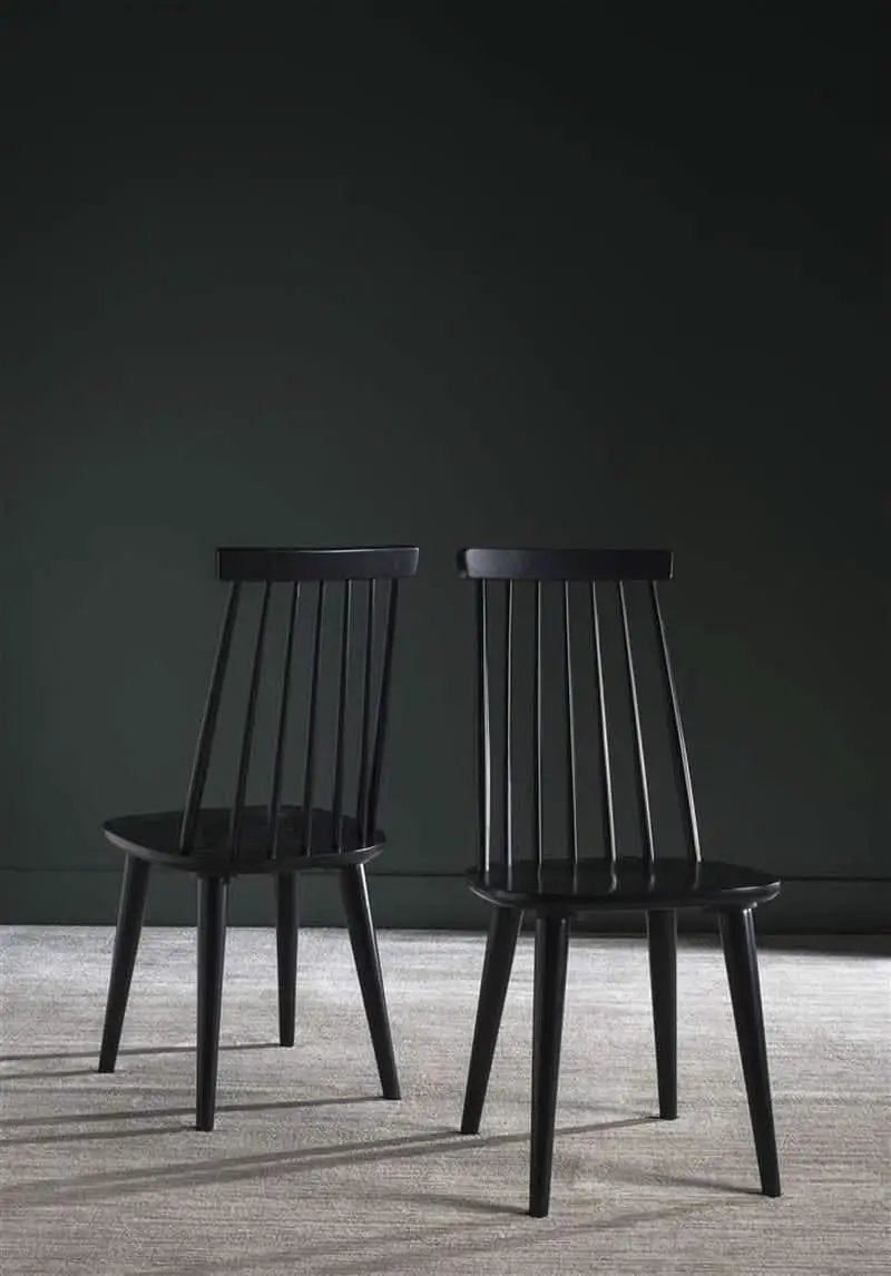 Black Spindle Farmhouse Wood Side Dining Chair Set Of 2 from PriceLows™