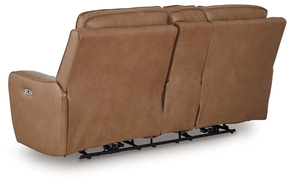 DeepWakes Power Reclining Loveseat / Console / Adjustable Headrest | 2 Pieces | Leather | Living Room