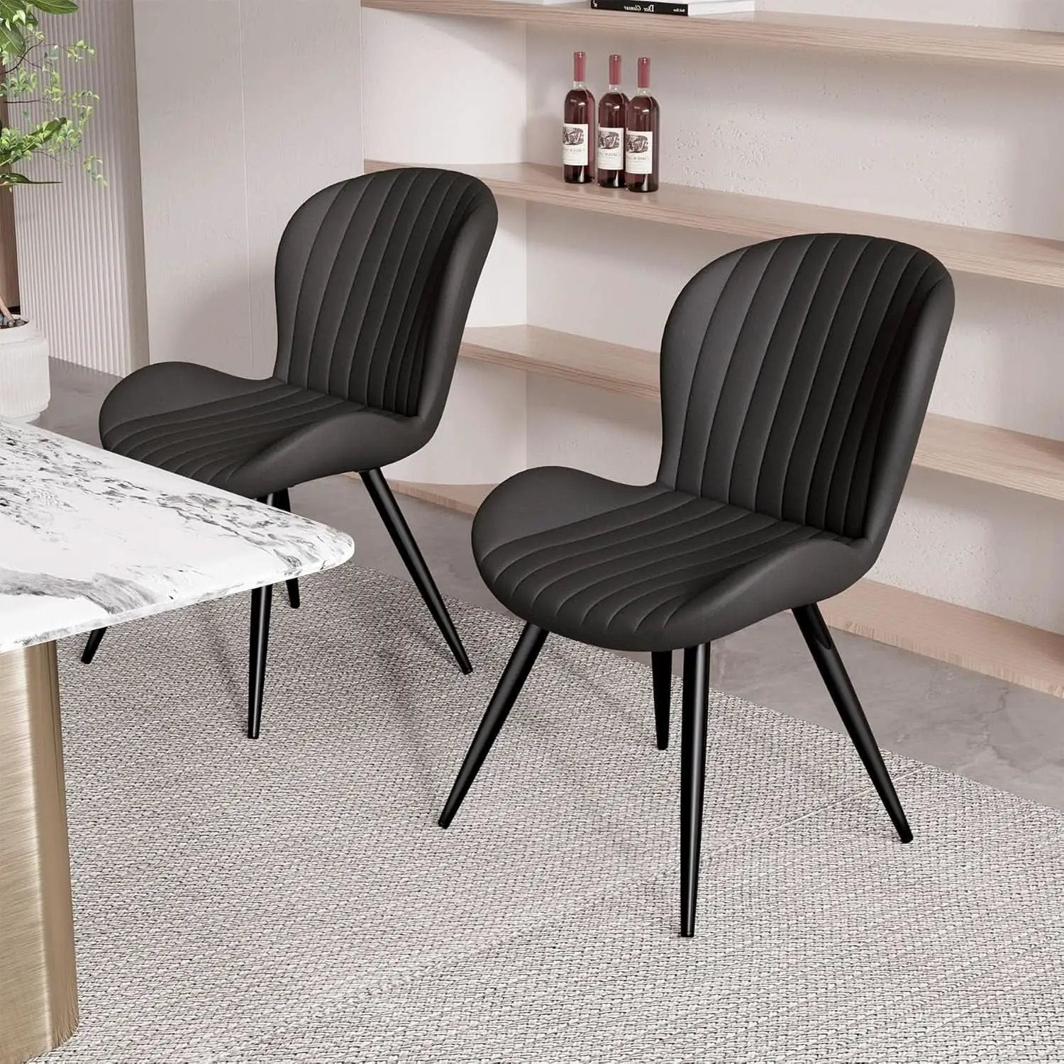 Dining Chairs Set Of 6 Modern Upholstered Black 19 Inch from PriceLows™
