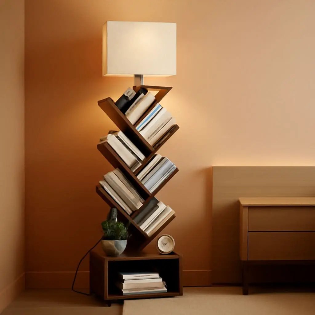 6 Tier Tree Bookshelf With Light Rustic Brown Home Office from PriceLows™