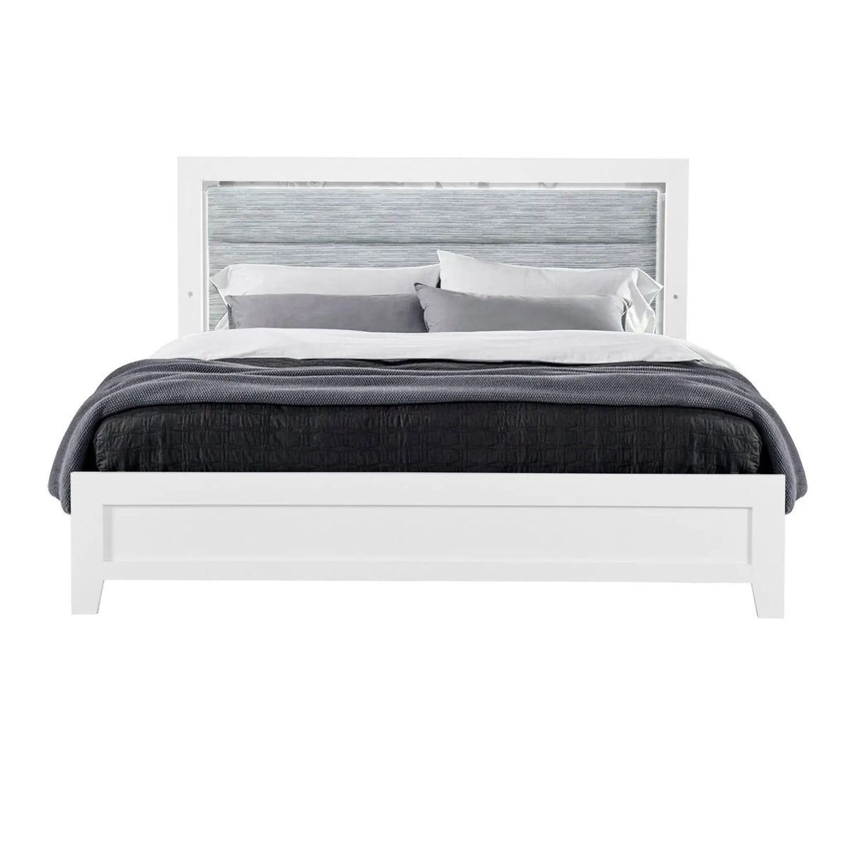 Omoda Platform Bed | Integrated LED Accent Lighting | Modern Acrylic Hardware | 79.8 Inch Length
