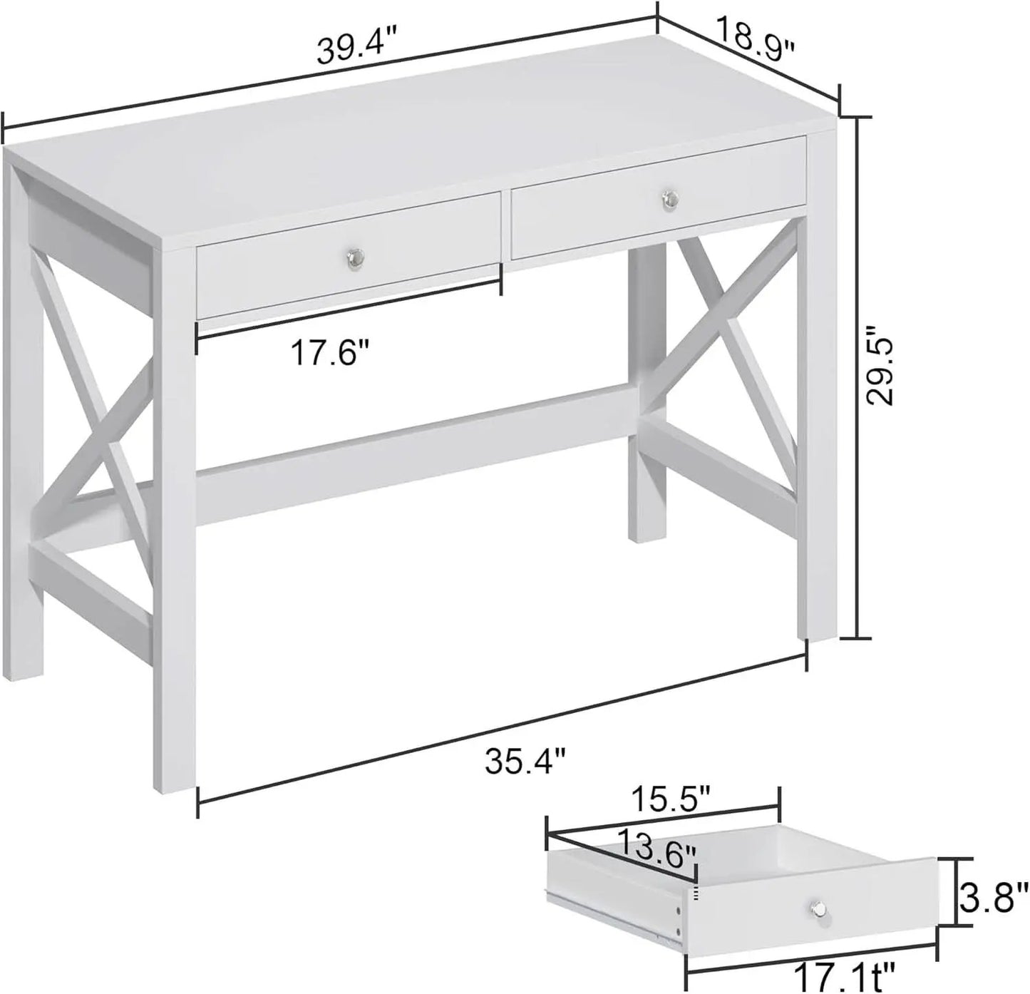 40 Inch White Computer Desk For Home Office Use And Study from PriceLows™