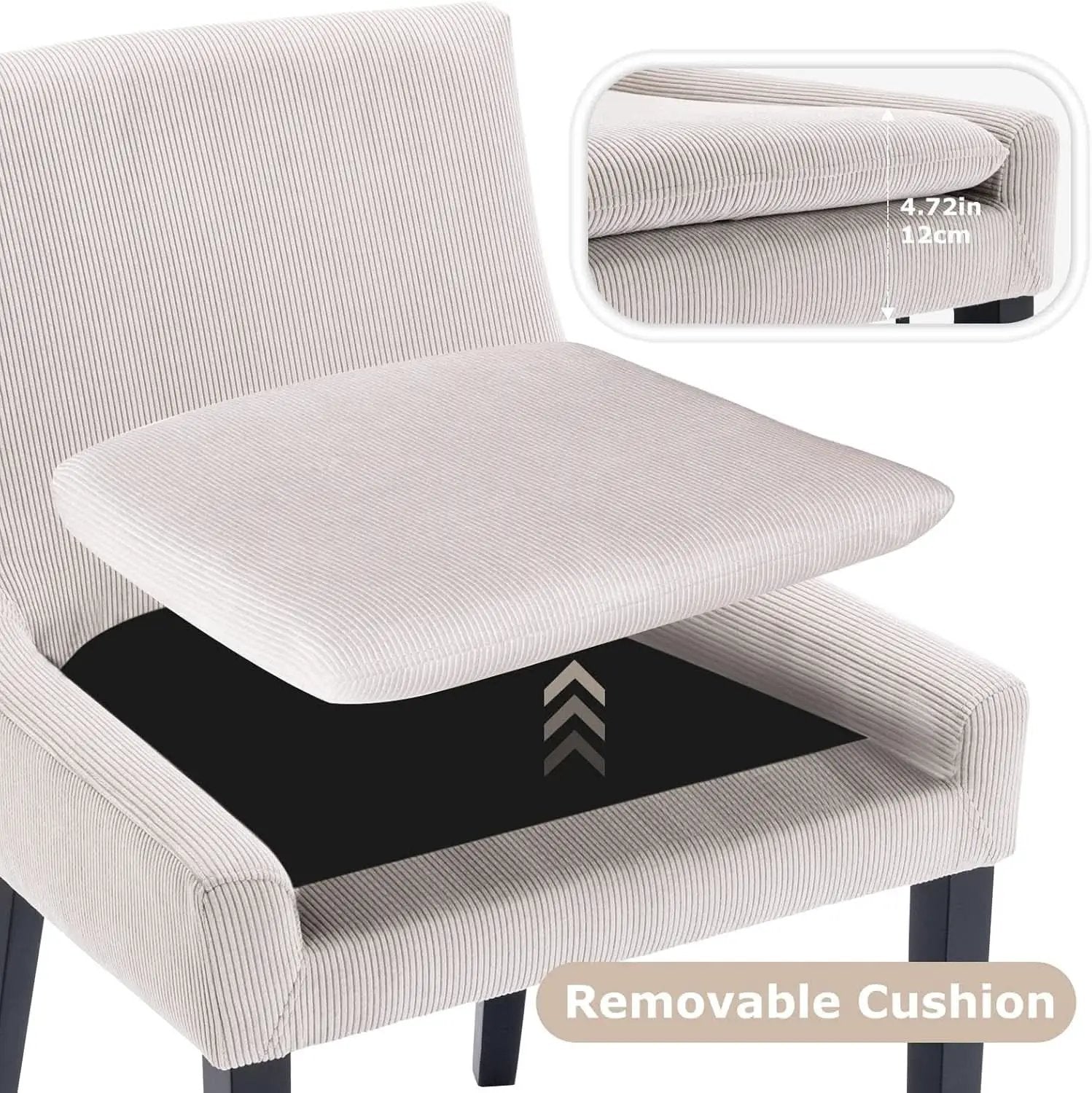 Beige Upholstered Corduroy Dining Chairs Bundle Four from PriceLows™