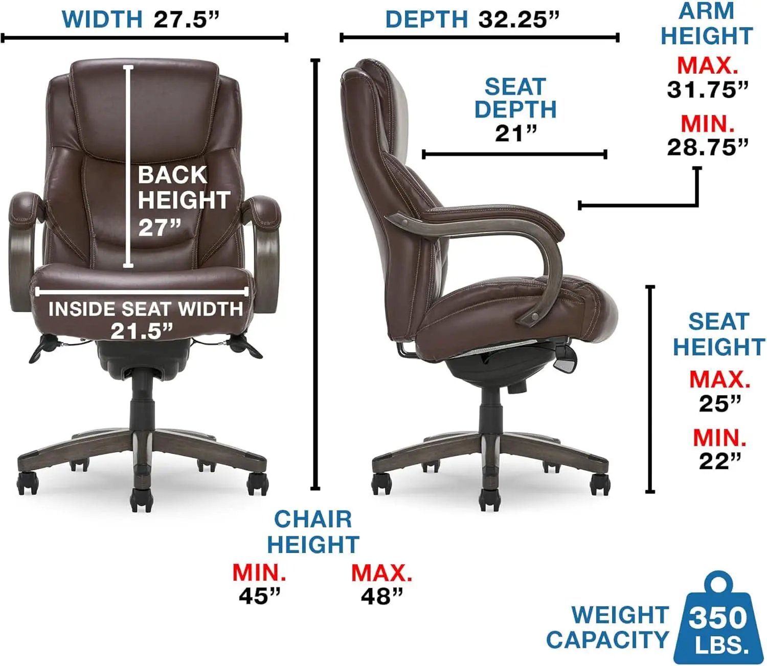 Delano Big Tall Executive Office Chair Brown Bonded Leather from PriceLows™