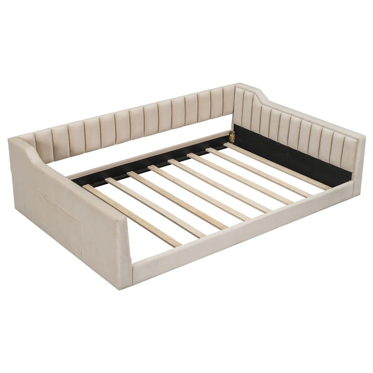 Compact Daybed | Side Storage Pocket | Vertical Stripe Upholstery | 87.8 Inch Length