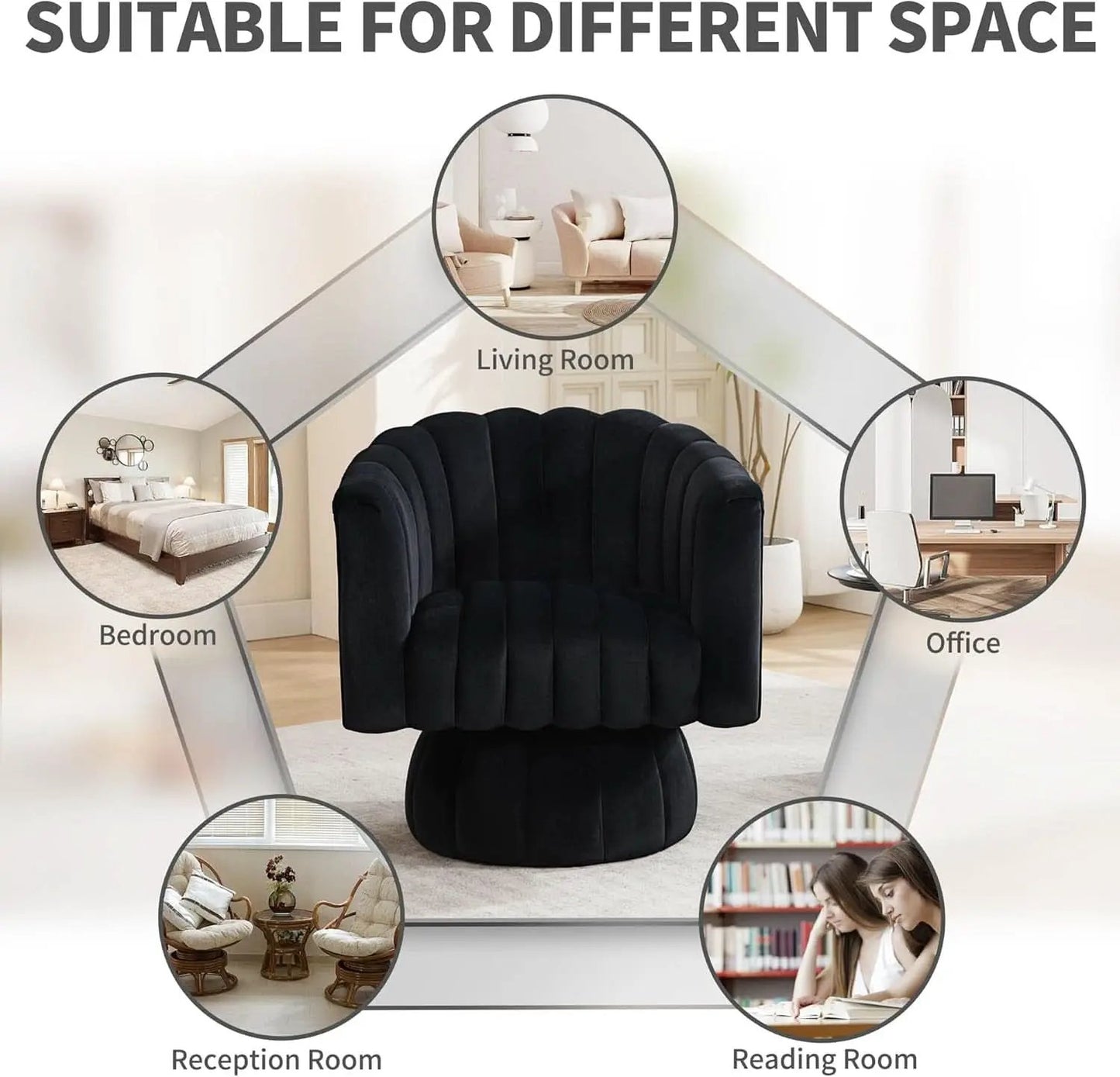 Swivel Armchairs 360Degree Black LivingRoom Pack Duo from PriceLows™