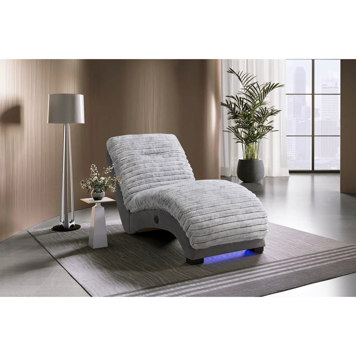 Denise Accent Chaise | USB Charging Port | Soft Fabric | Generously Padded Seating