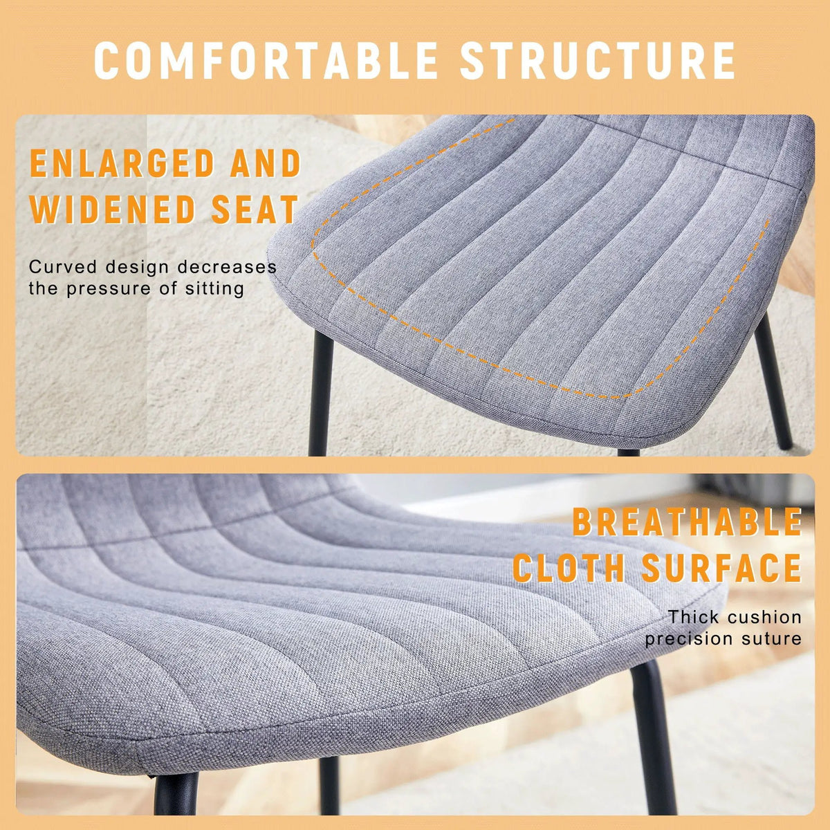 Dining Chairs | Minimalist Design | Integrated Backrest | Set Of 4