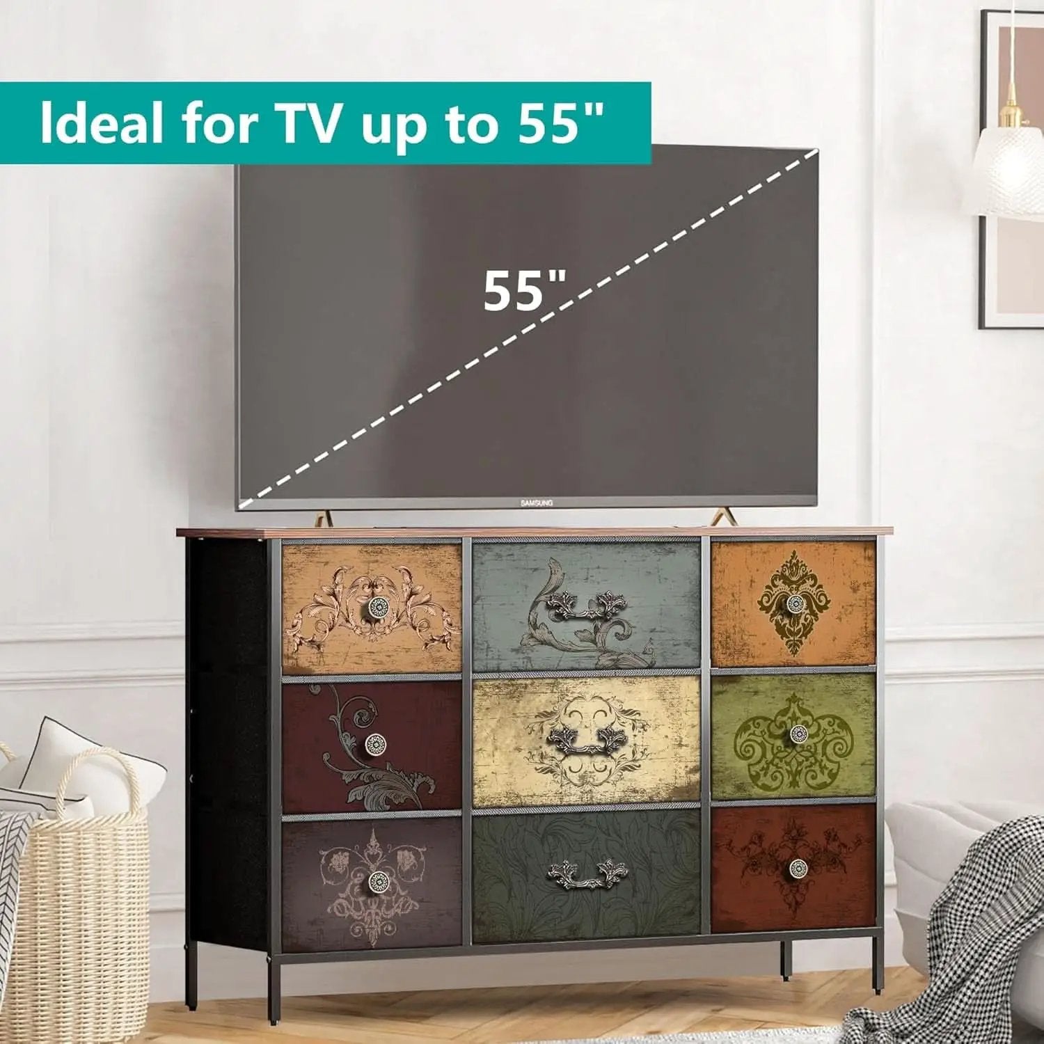 Premium 9-Drawer Dresser With Extra-Large TV Stand from PriceLows™