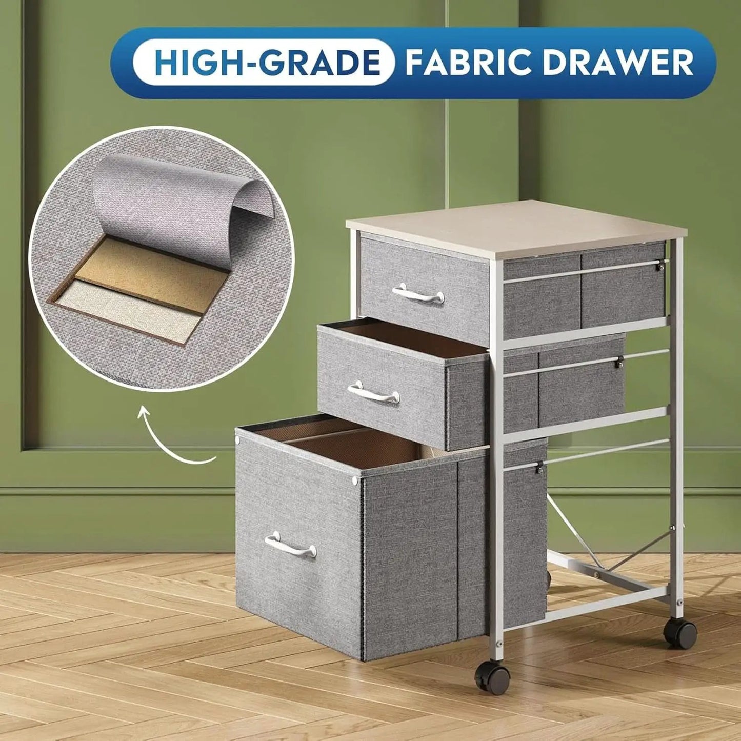 Mobile File Cabinet With 3 Drawers Rolling Printer Stand Light Grey from PriceLows™