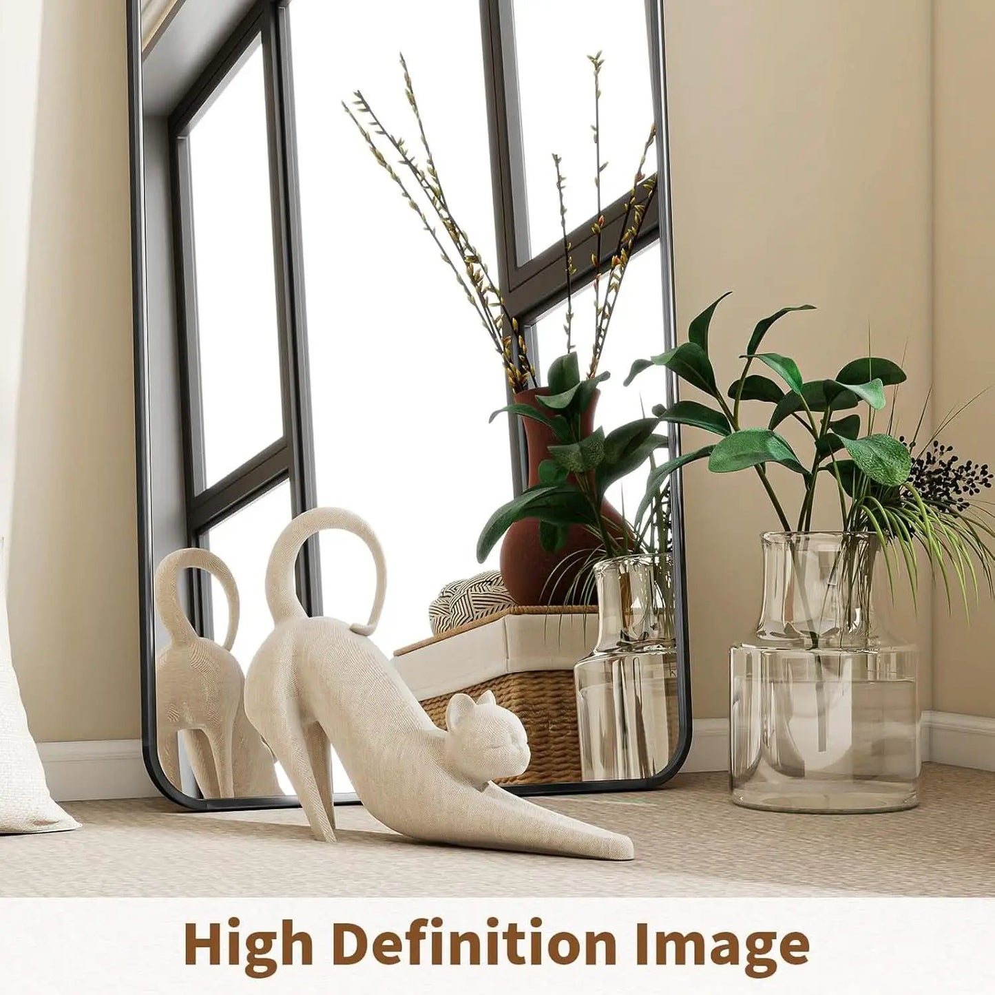 Full Length Floor Mirror 56 Inch Tall Black Freestanding from PriceLows™