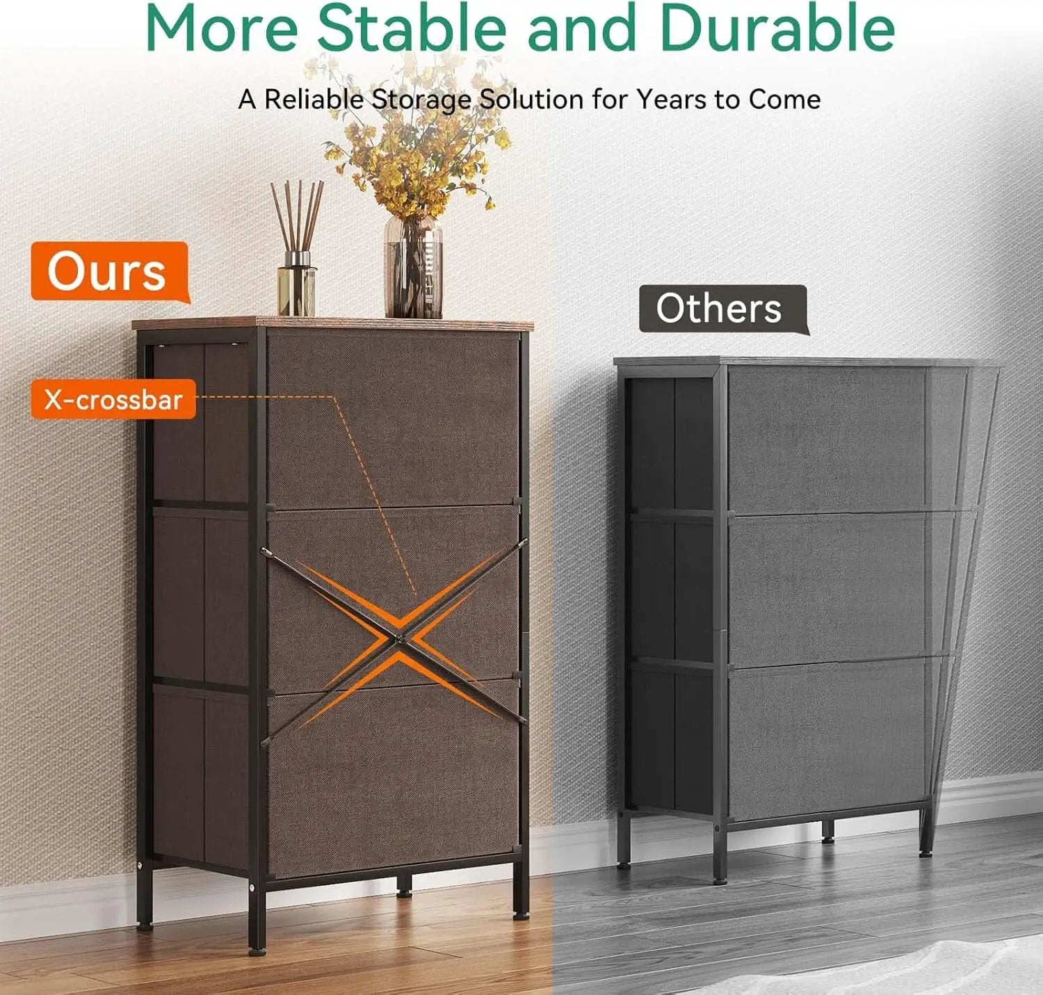 Small Brown Dresser With Three Drawers For Bedroom from PriceLows™