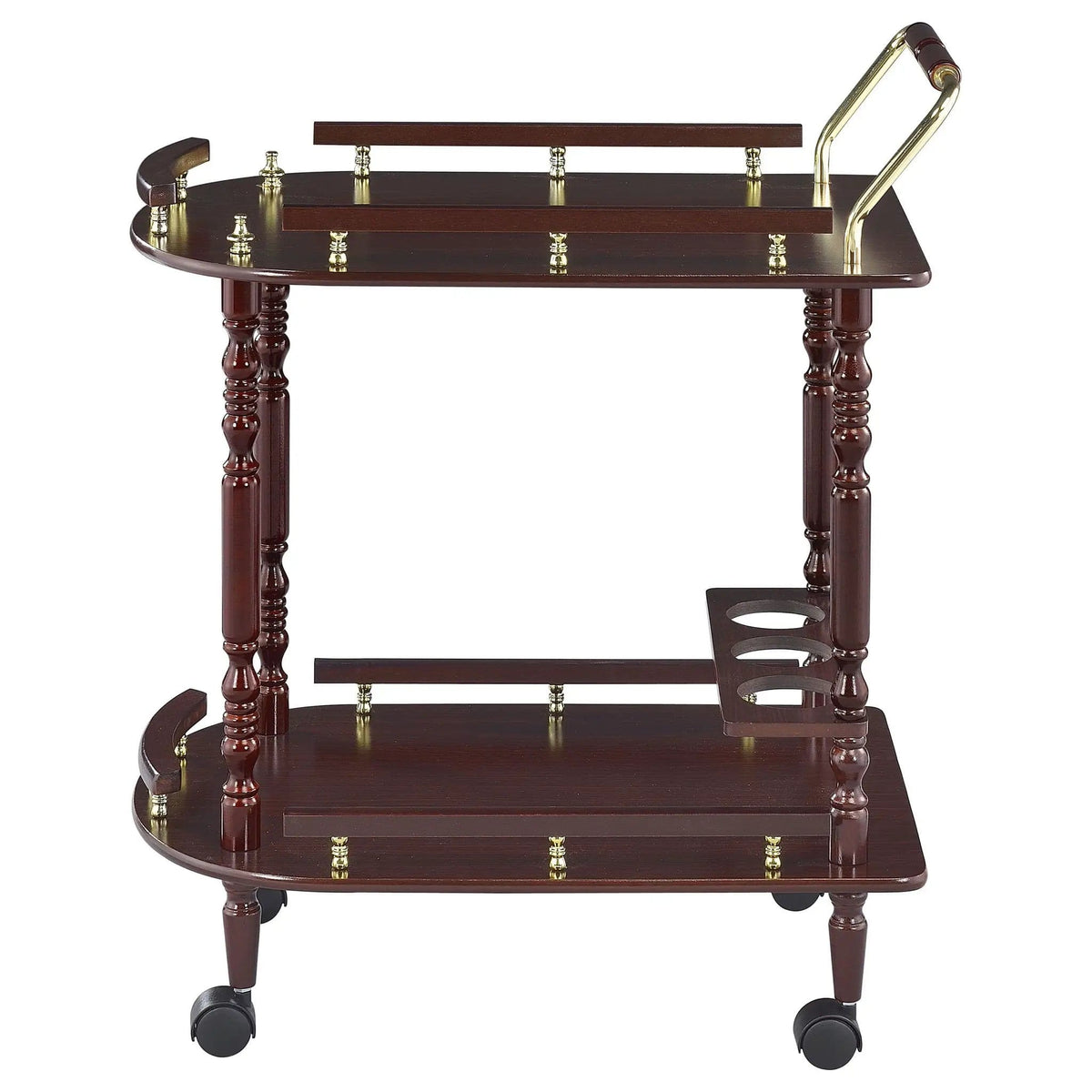 Palmer 2-tier Rectangular Wood Bar Cart Merlot | 24.75 x 15.75 x 31.25 in | Metal & Wood | Home