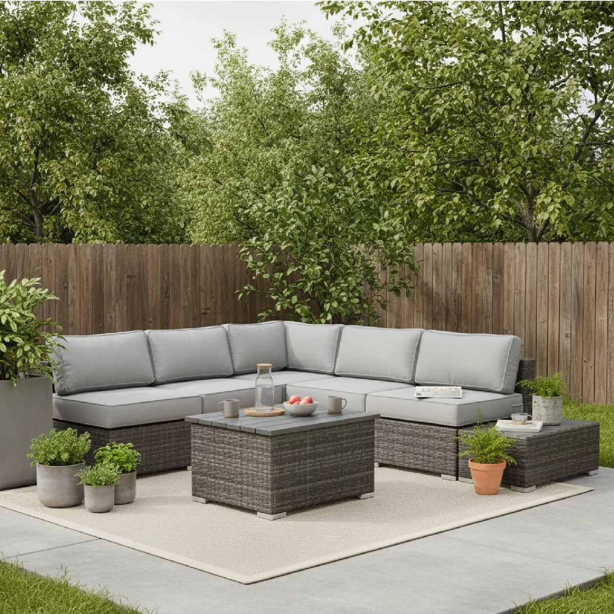 Outdoor Sectional Set | Handcrafted Wicker | Ultra-Soft Cushions | Entertainment Seating