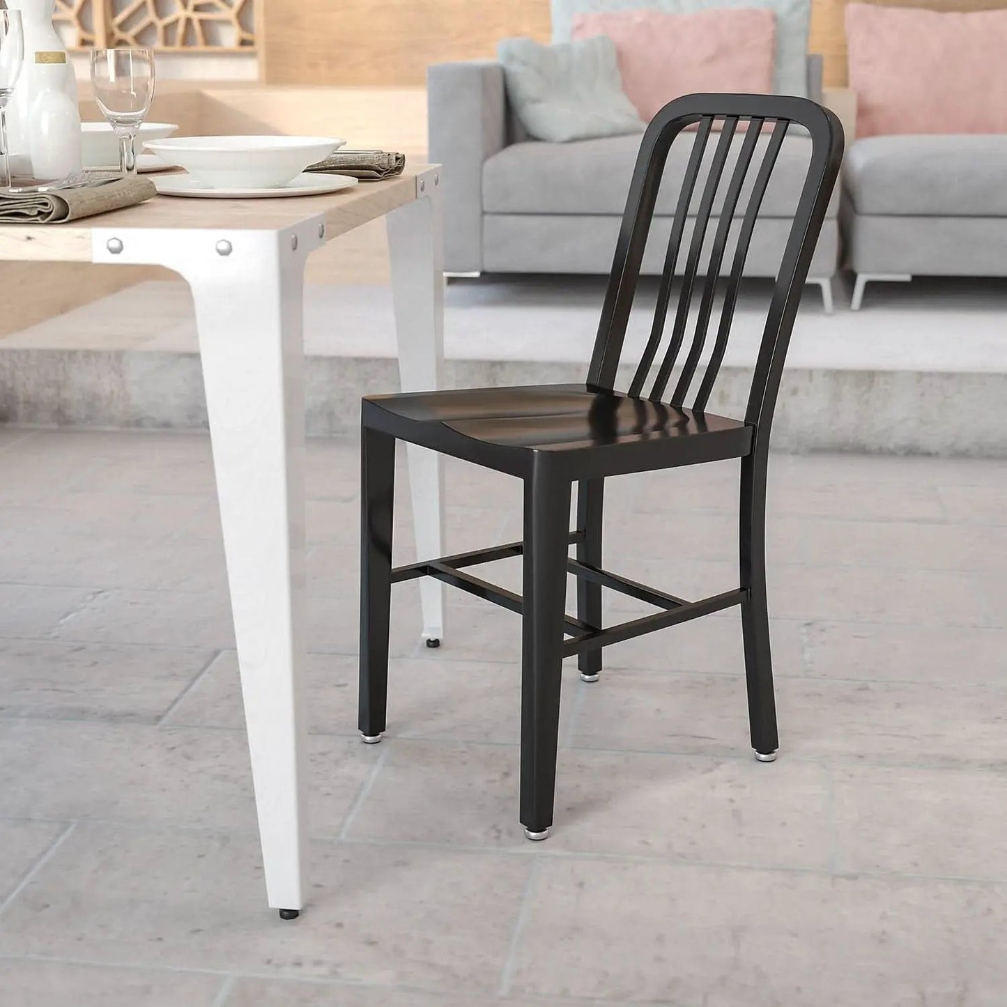 Commercial Grade Black Metal Indoor Outdoor Dining Chair from PriceLows™
