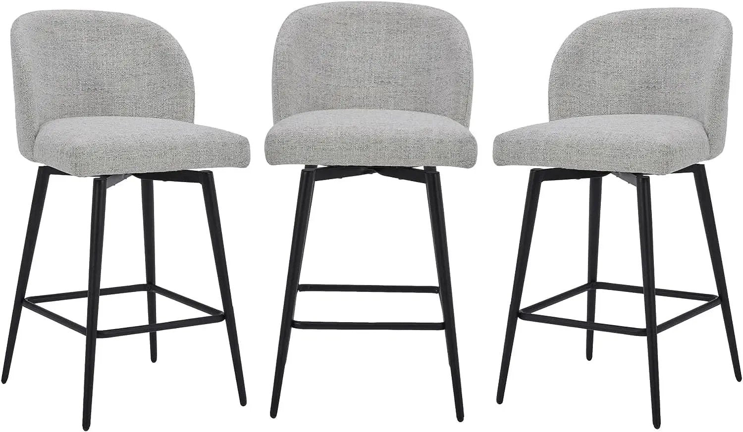 Counter Height Bar Stools Set of 3 26 Inch Seats 360 Swivel from PriceLows™