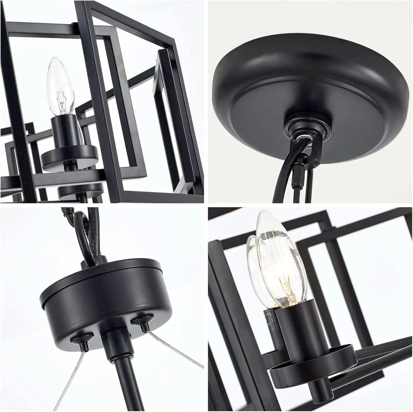 Industrial Style Five Light Matte Black Pendant Chandelier from PriceLows™
