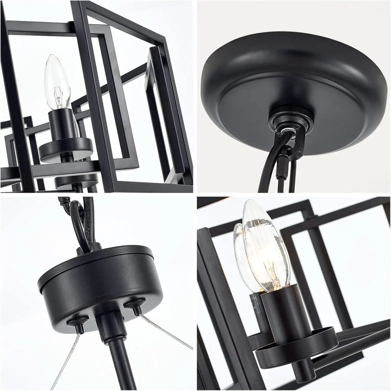 Industrial Style Five Light Matte Black Pendant Chandelier from PriceLows™