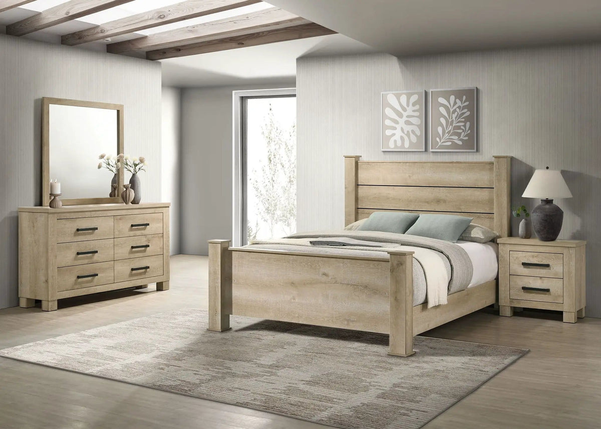 Oakglen 4-piece Eastern King Bedroom Set Weathered | 4-Piece Set | Engineered Wood & Veneer | Oak