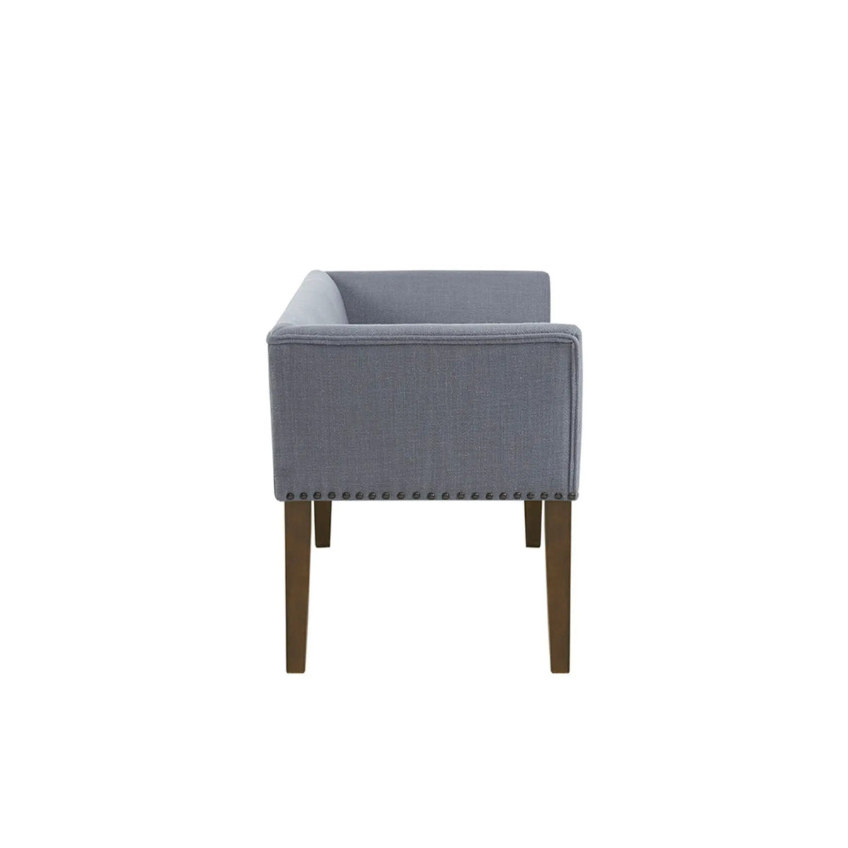 Upholstered Bench | Solid Wood Frame | Low Back And Flared Arms | Nailhead Trim