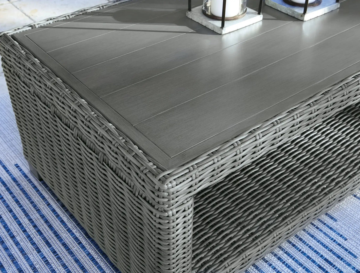 Elite Park Outdoor Cocktail Table | Gray | Rust-Proof Aluminum Frame | All-Weather Resin Wicker