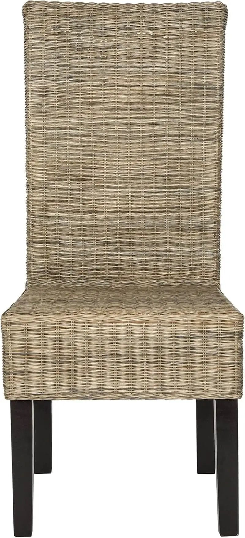 Grey Wicker Dining Chair 18 Inch Rattan Cotton Upholstery from PriceLows™