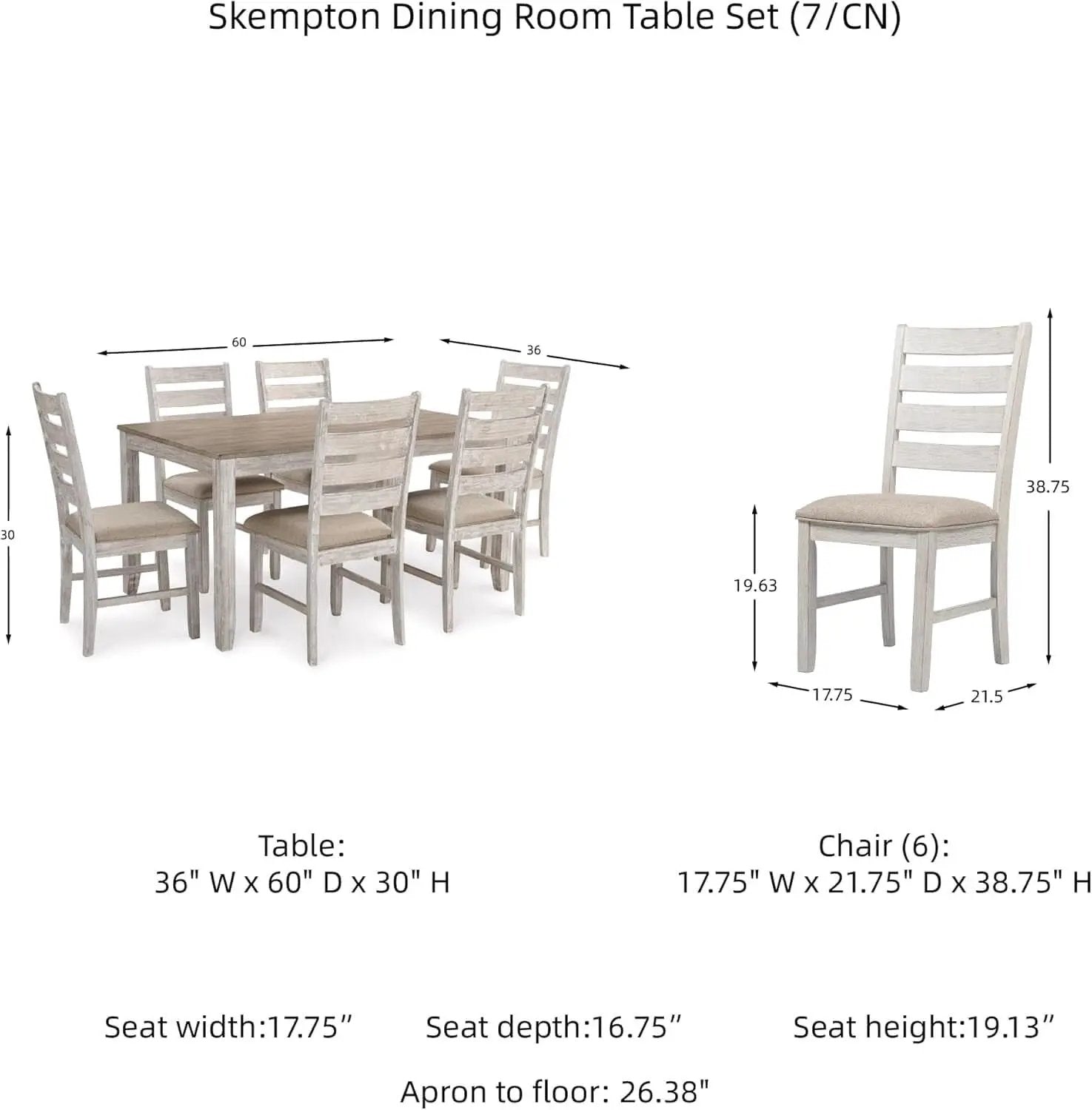 Seven Piece Weathered Whitewash Dining Set Collection from PriceLows™